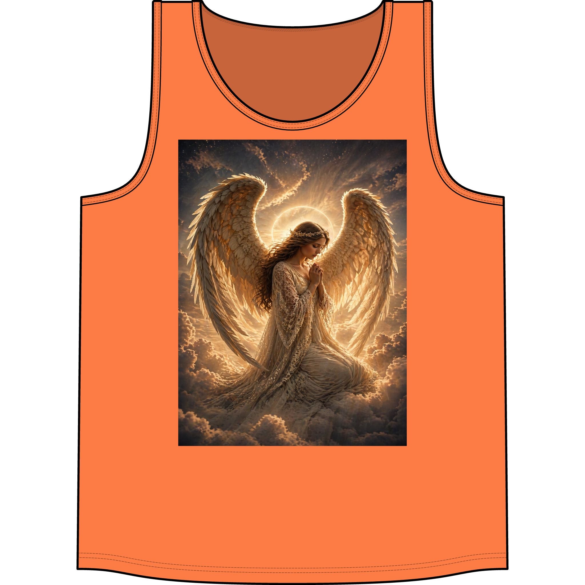 Angel Wings Tank Top — Golden Praying Angel Graphic Tank