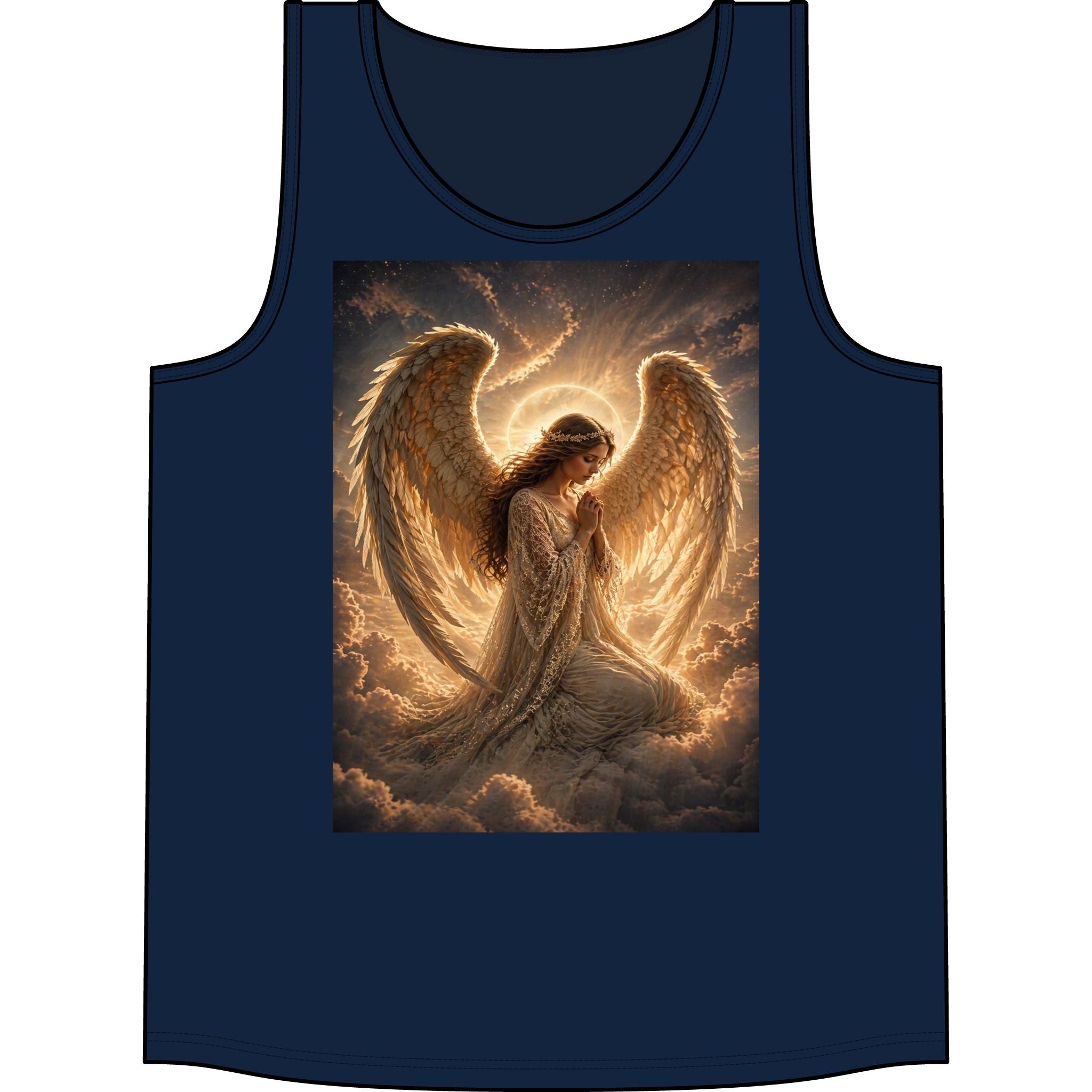 Angel Wings Tank Top — Golden Praying Angel Graphic Tank