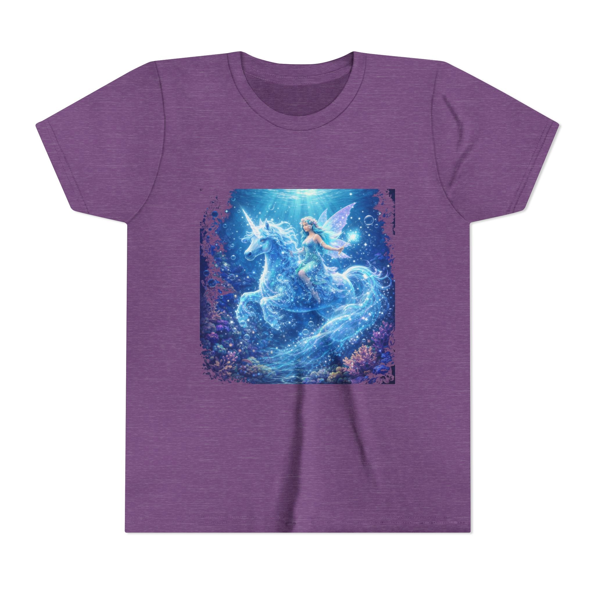 Magical Blue Unicorn & Fairy Youth T-Shirt – Enchanted Fantasy Tee for Kids