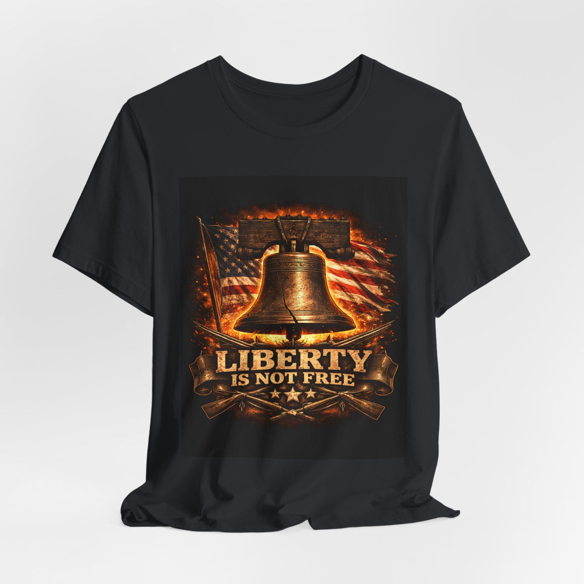 Liberty Is Not Free T-Shirt — Patriotic American Flag & Bell Tee