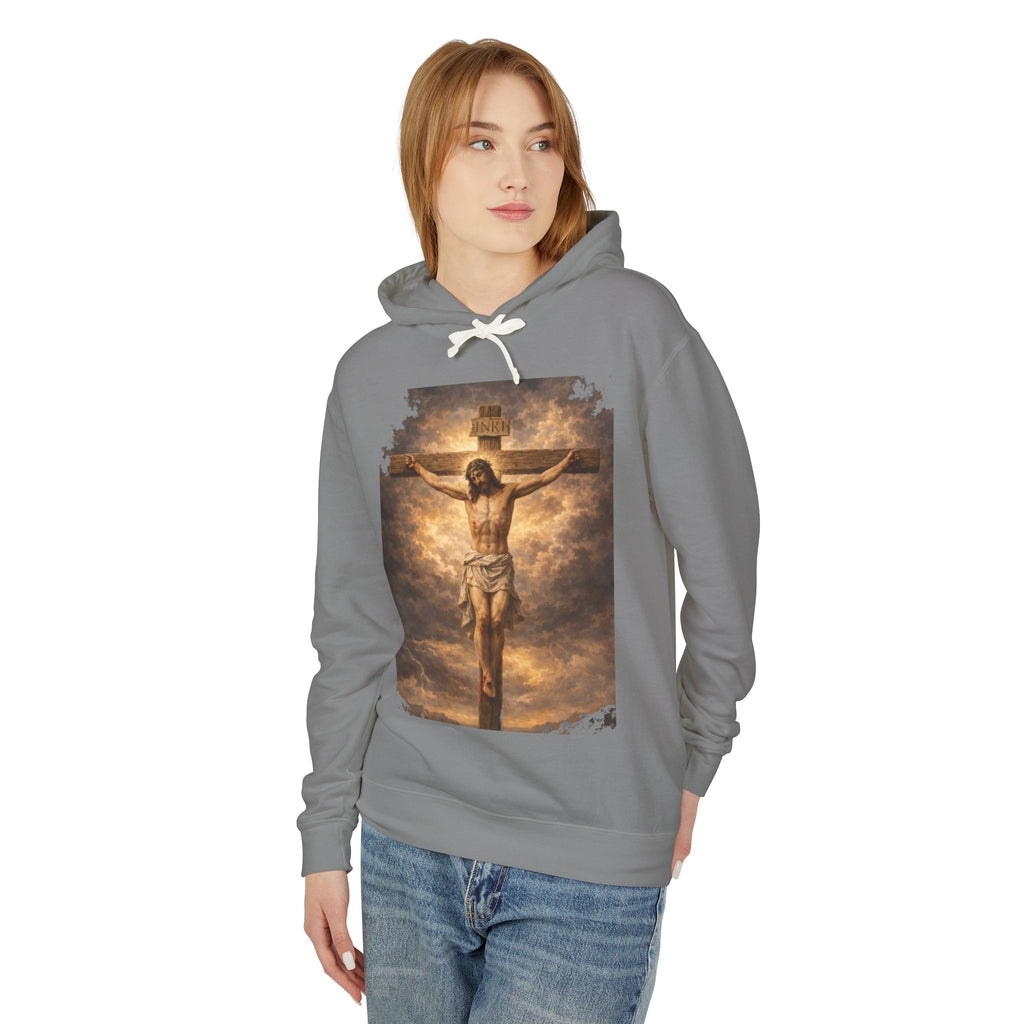 Jesus Crucifixion Hoodie — Christian Faith Graphic Sweatshirt for Easter & Religious Wear