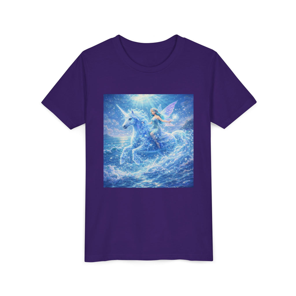 Kids Unicorn Fairy Tee — Magical Blue Pegasus Graphic Youth T-Shirt