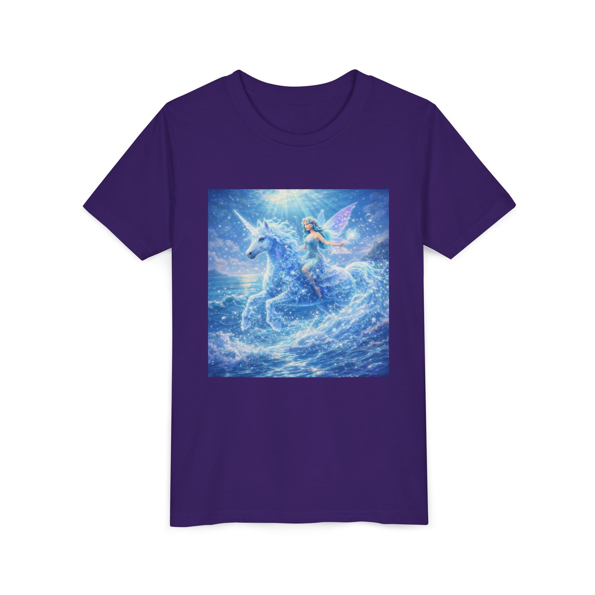 Kids Unicorn Fairy Tee — Magical Blue Pegasus Graphic Youth T-Shirt