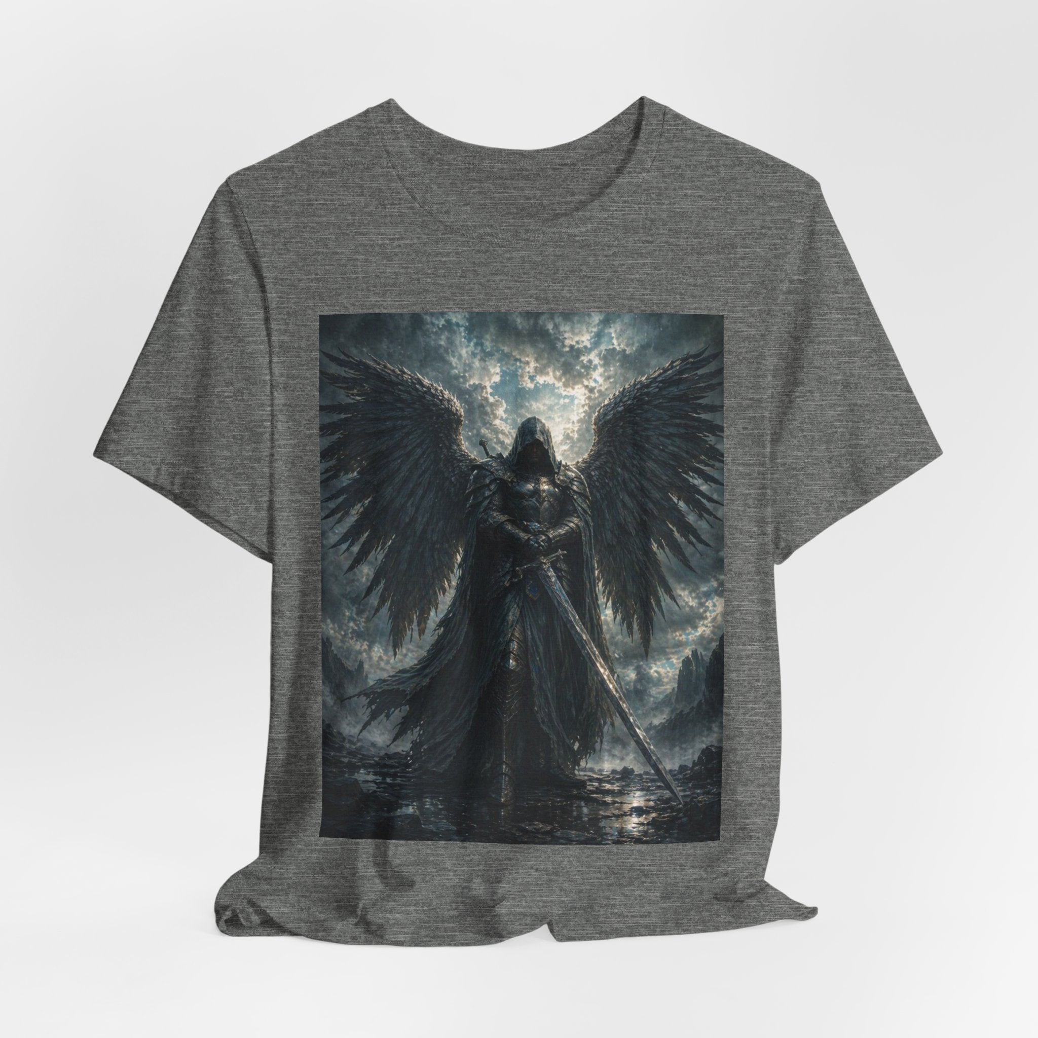 Dark Fallen Angel Graphic Tee — Gothic Warrior Angel T-Shirt