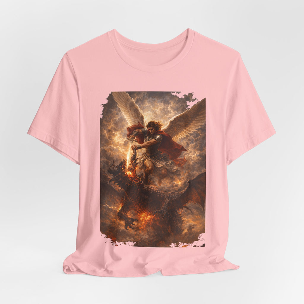 Michael and his angels fought against the dragon Revelation 12:7 Tee — Spiritual Battle Winged Art T-Shirt