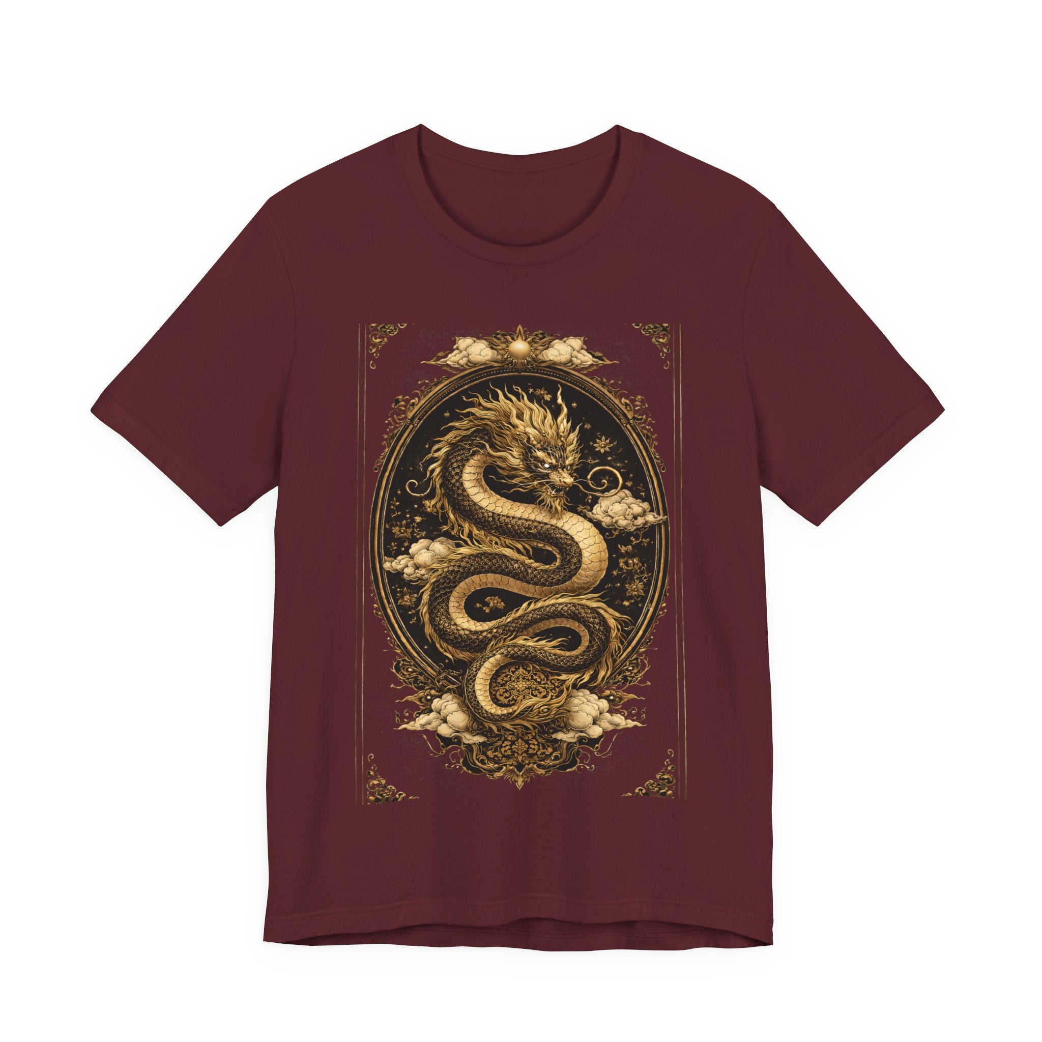 Dragon Oval Graphic Tee — Vintage Gold Snake Illustration T-Shirt
