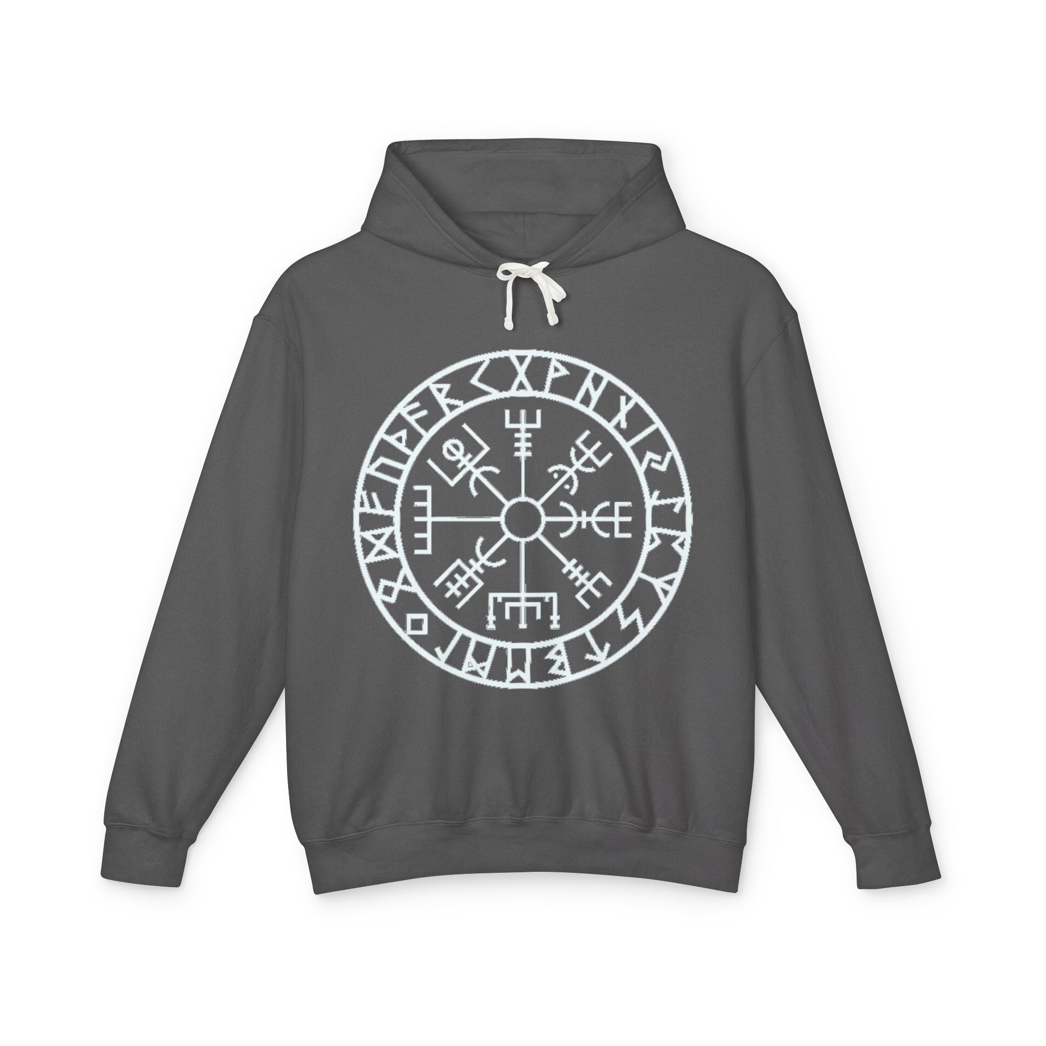 Vegan Compass Rune Hoodie — Norse Vegvisir Symbol Lavender Pullover