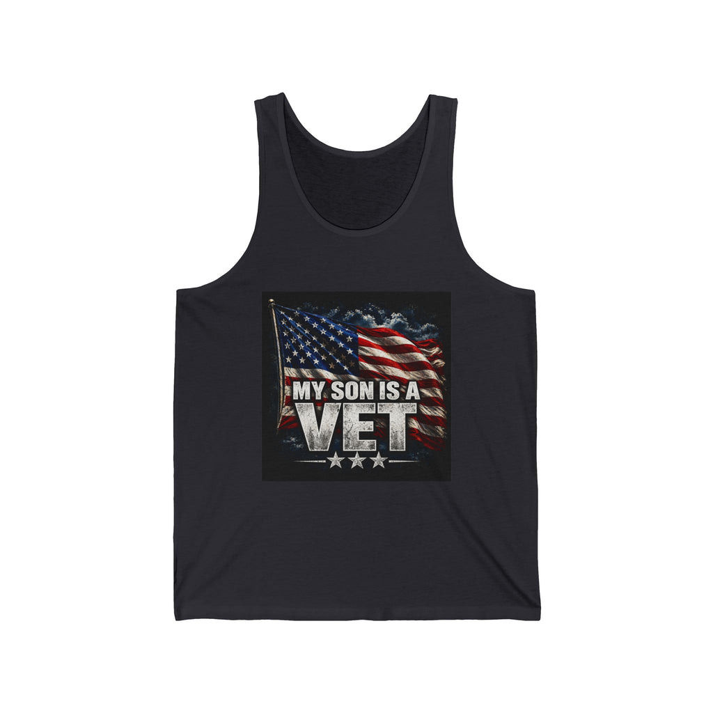 My Son Is A Vet Tank Top – Patriotic American Flag Veteran Pride