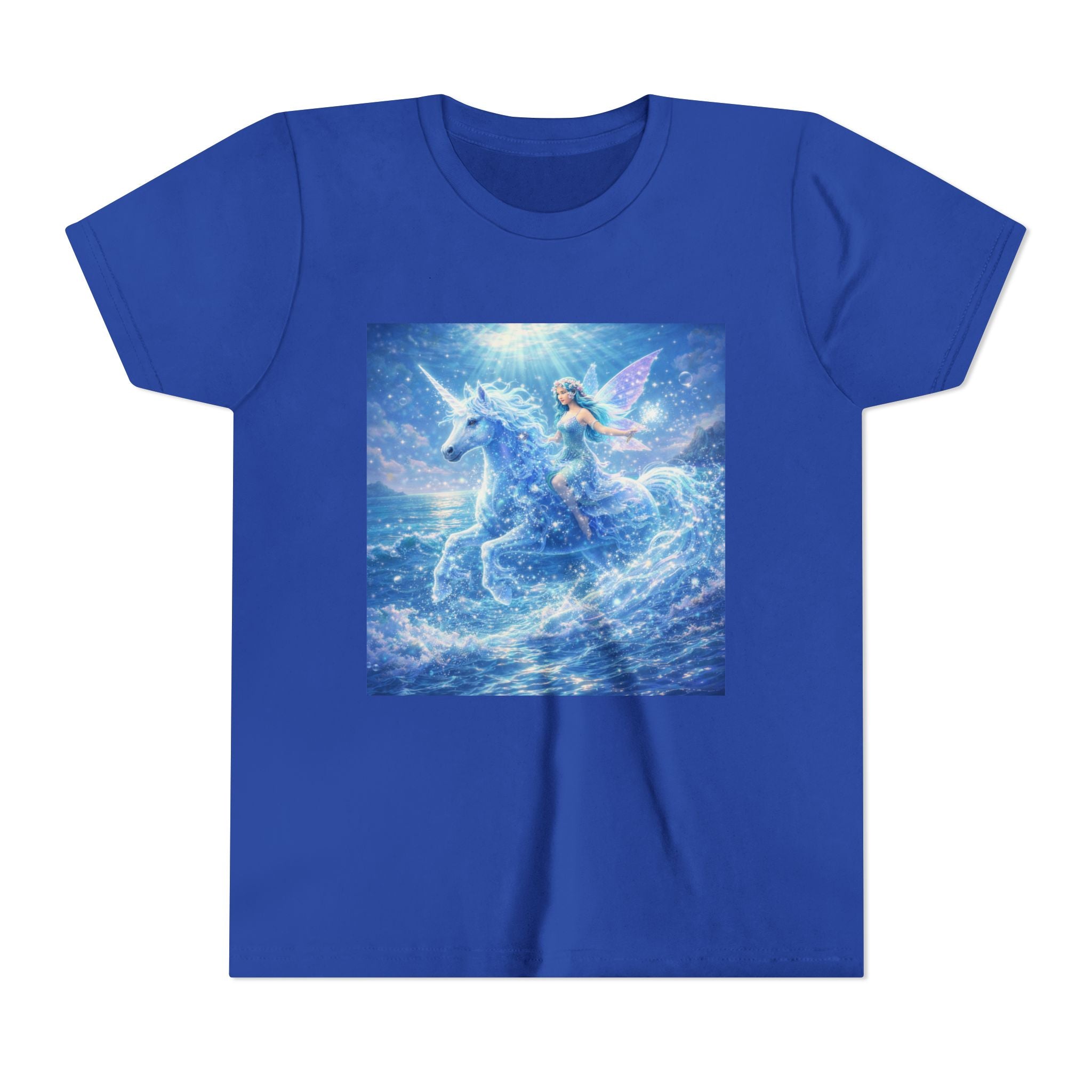 Kids Unicorn Fairy Tee — Magical Blue Pegasus Graphic Youth T-Shirt