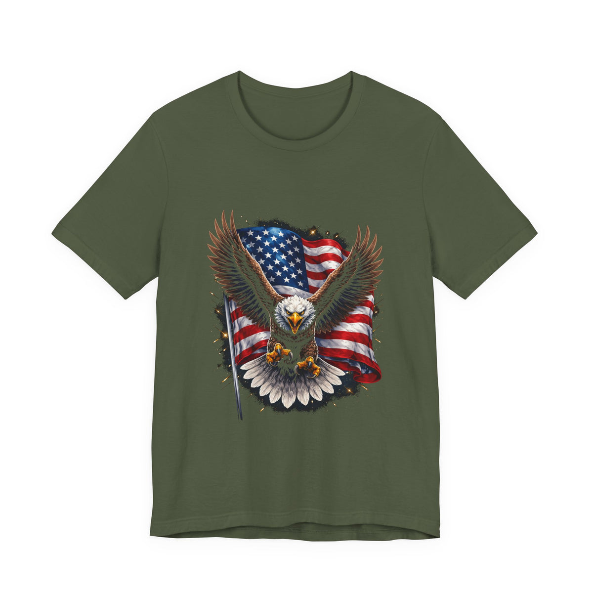 American Eagle Flag T-Shirt — Patriotic Bald Eagle Tee for 4th of July & Veterans