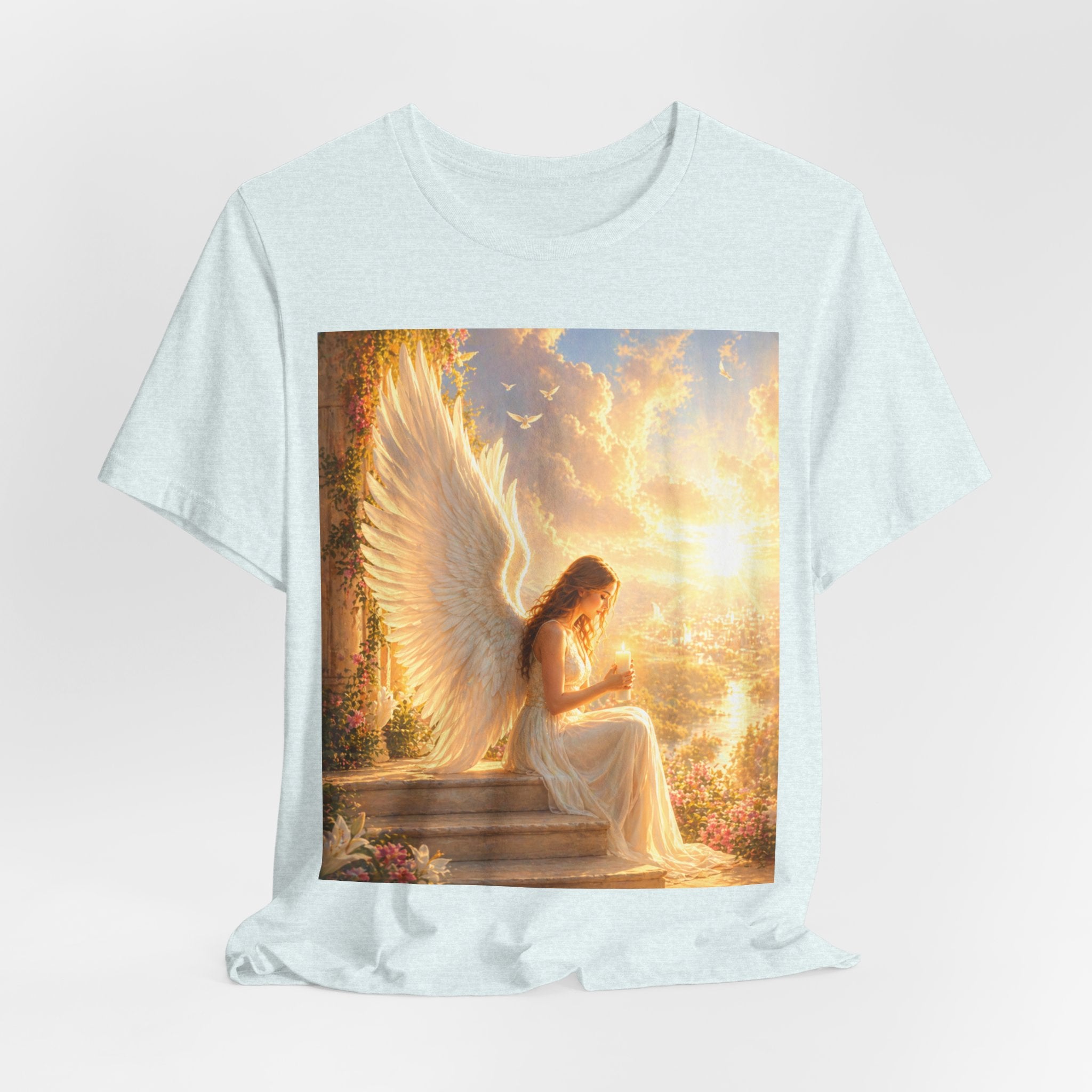 Angel Prayer T‑Shirt — Serene Winged Angel Graphic Tee for Spiritual Gifts & Memorials