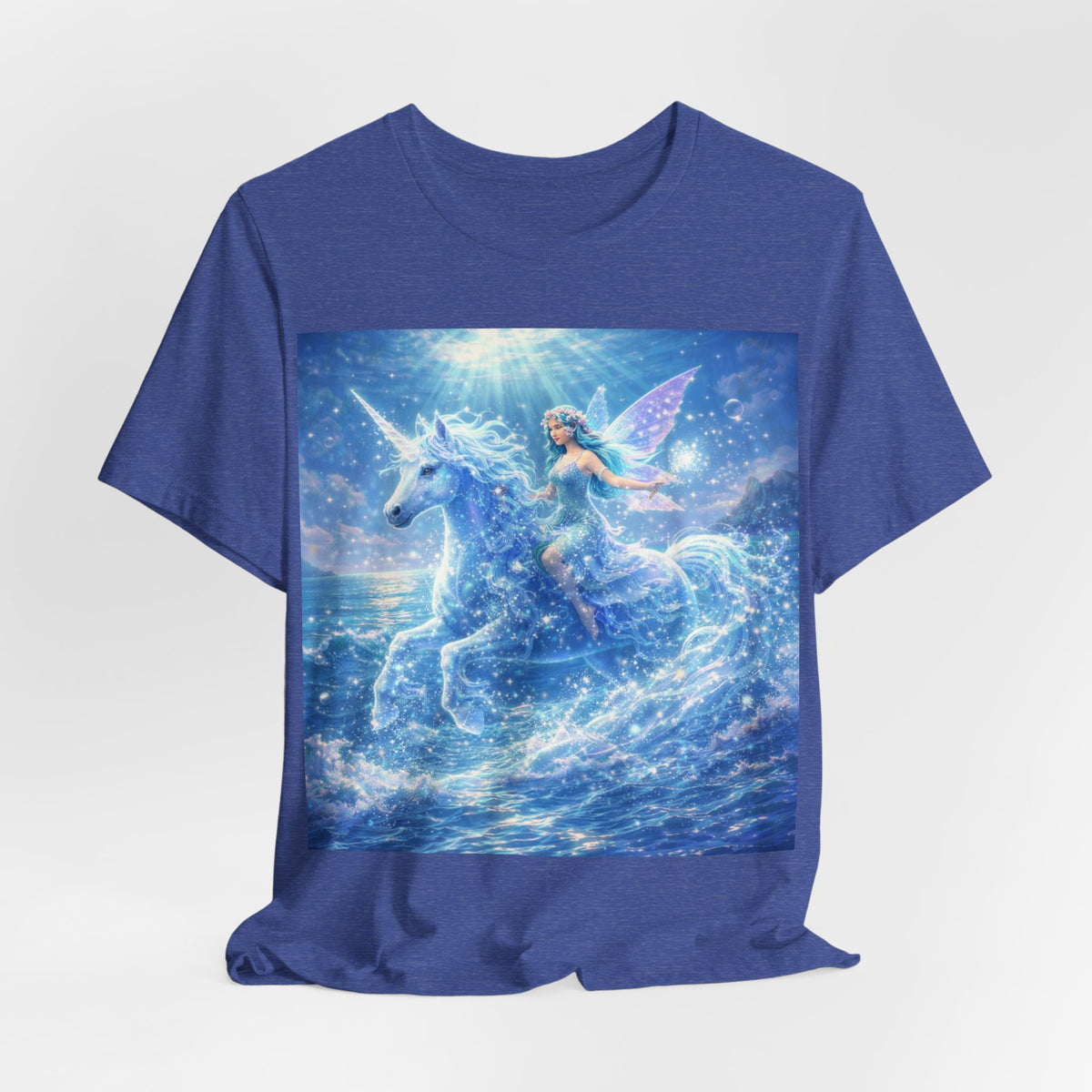 Mystic Sea Unicorn Tee — Fairy Riding Pegasus Surfing Ocean Graphic T-Shirt