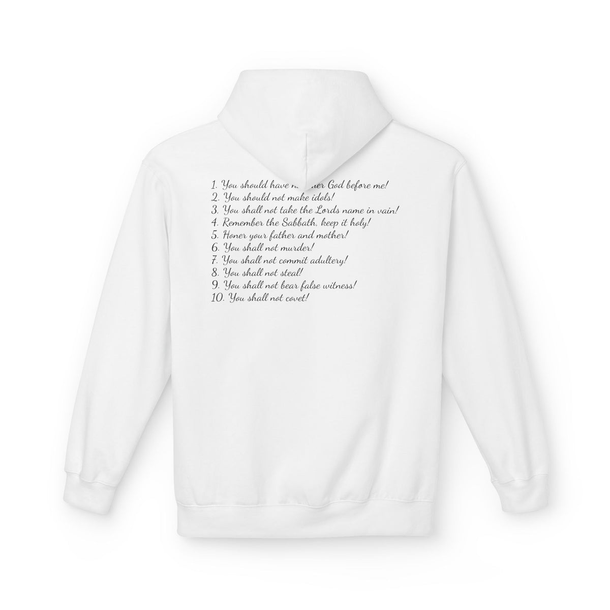 "The 10 Commandments" Script List Back Print Christian Faith Pullover