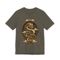Dragon Oval Graphic Tee — Vintage Gold Snake Illustration T-Shirt