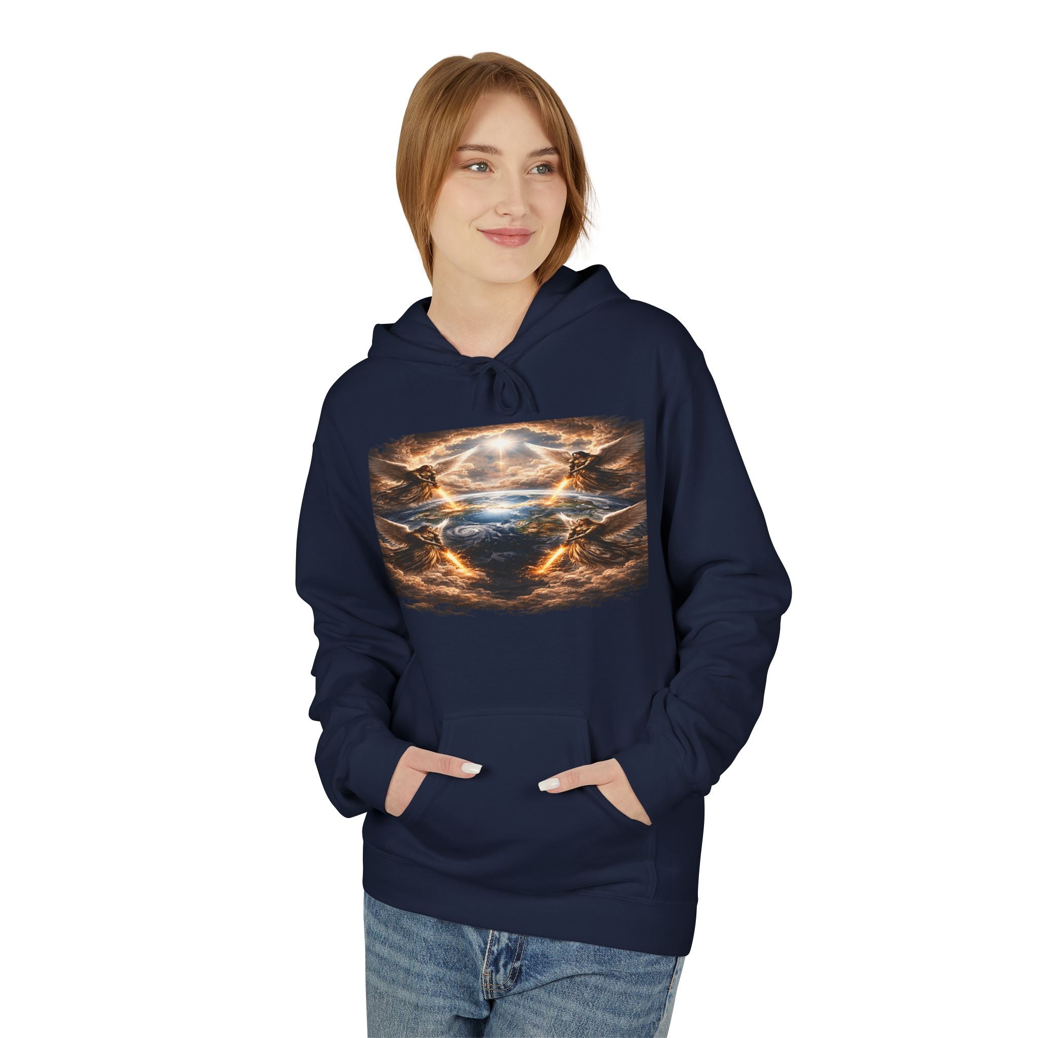 Revelation 7:1 The four Angels at the end of times-Jesus Christ retrun-Unisex Midweight Softstyle Fleece Hoodie