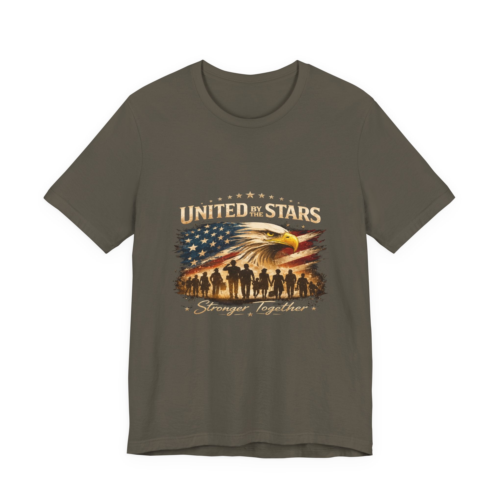 United We Stand T-Shirt – Patriotic Eagle & Soldiers “Stronger Together” Tee
