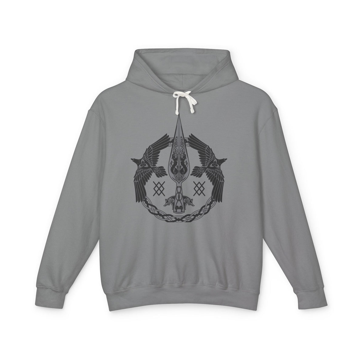 Viking Raven Spear Hoodie — Norse Mythology Graphic Sweatshirt