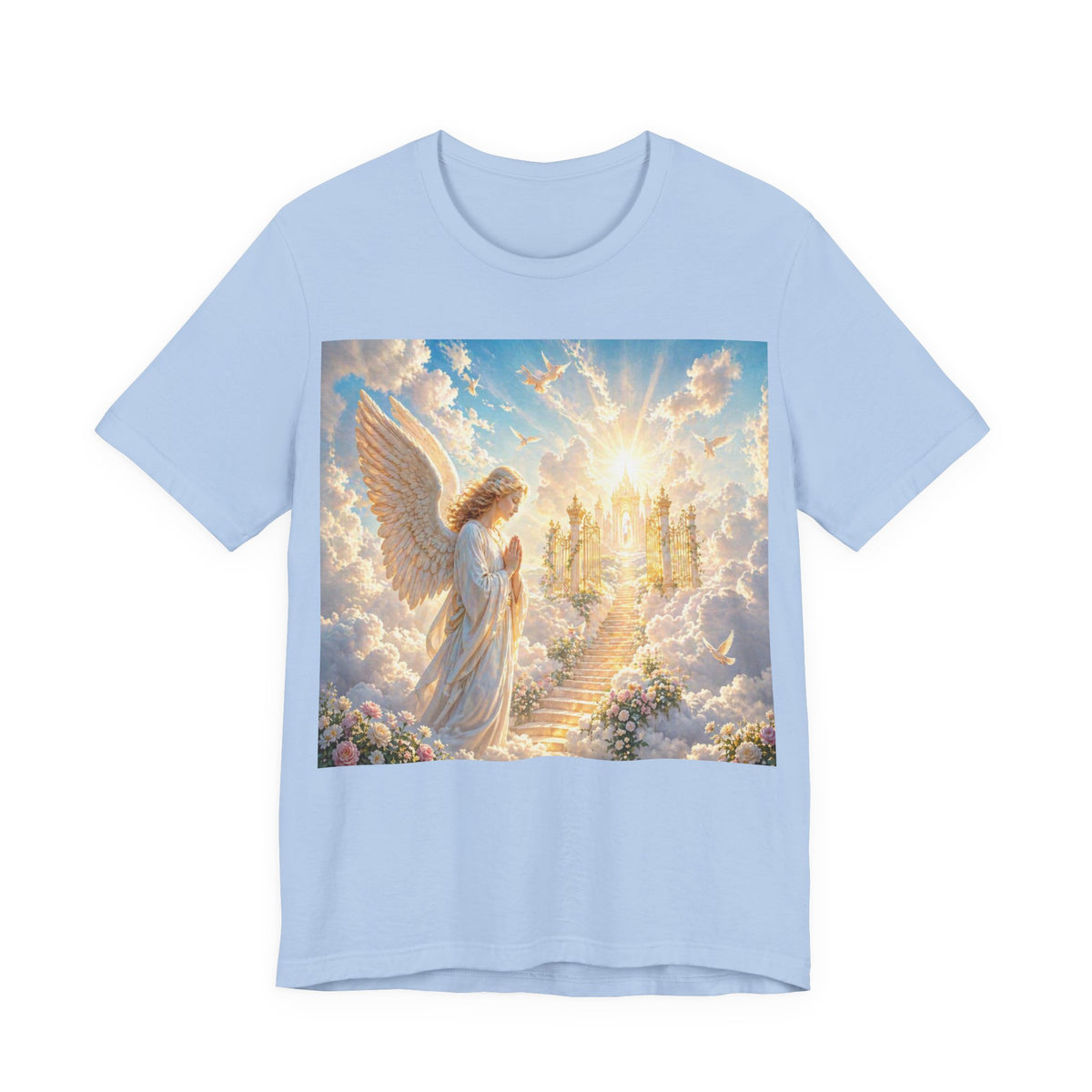 Heavenly Angel Stairway T-Shirt — Serene Christian Faith Tee