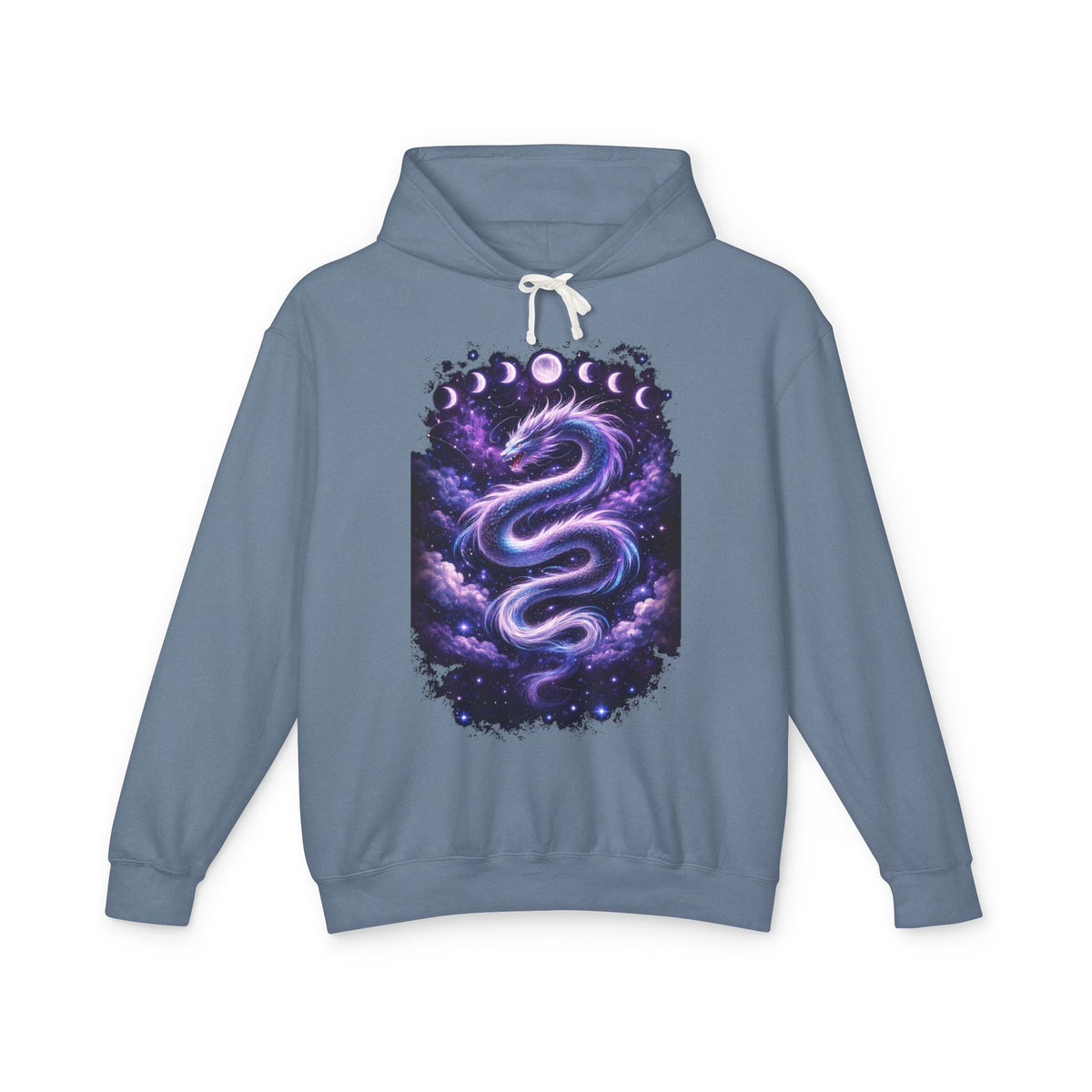 Galaxy Serpent Hoodie — Cosmic Dragon Moon Phases Pullover