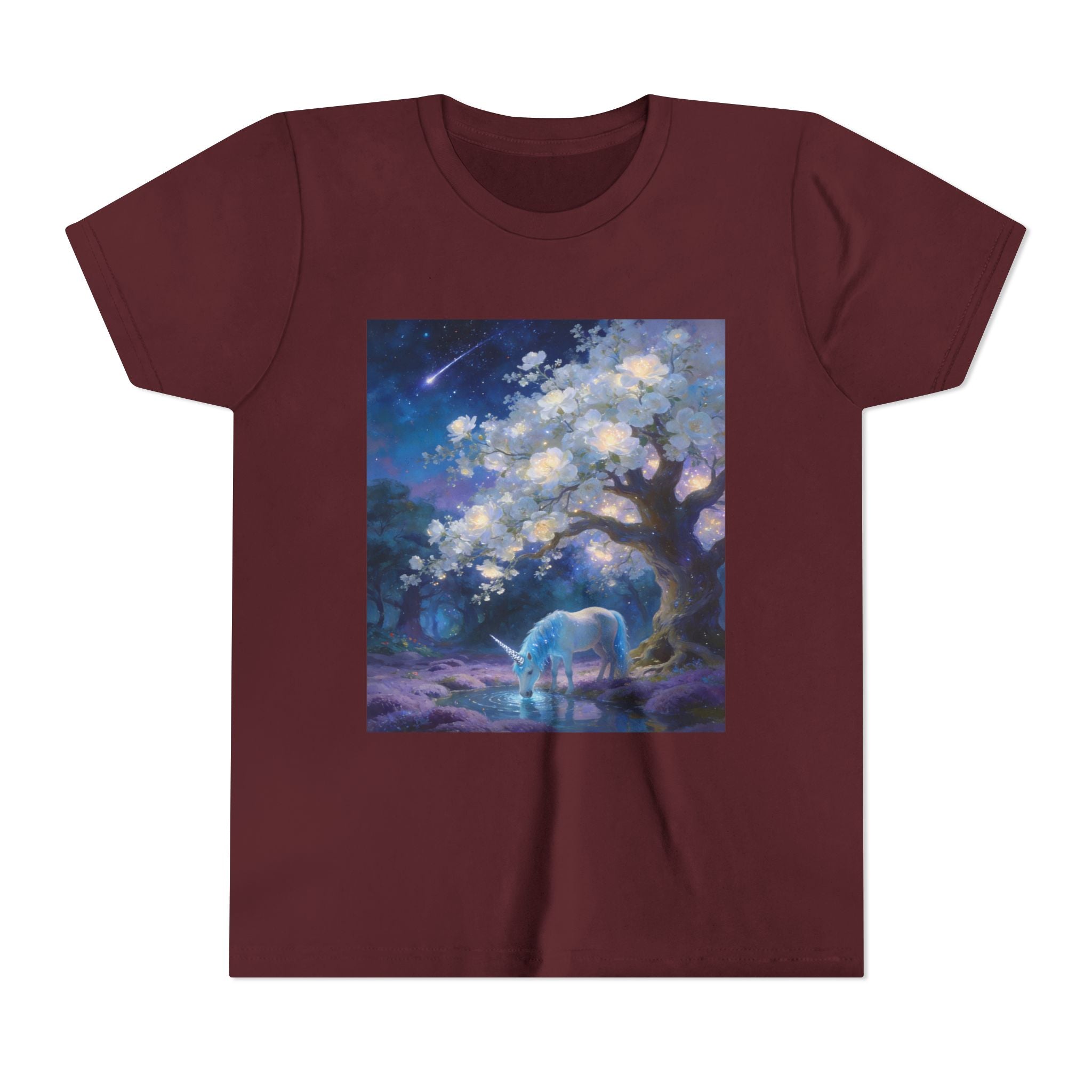 Youth Tee — Dreamy Moonlit Deer & Blossom Tree Graphic