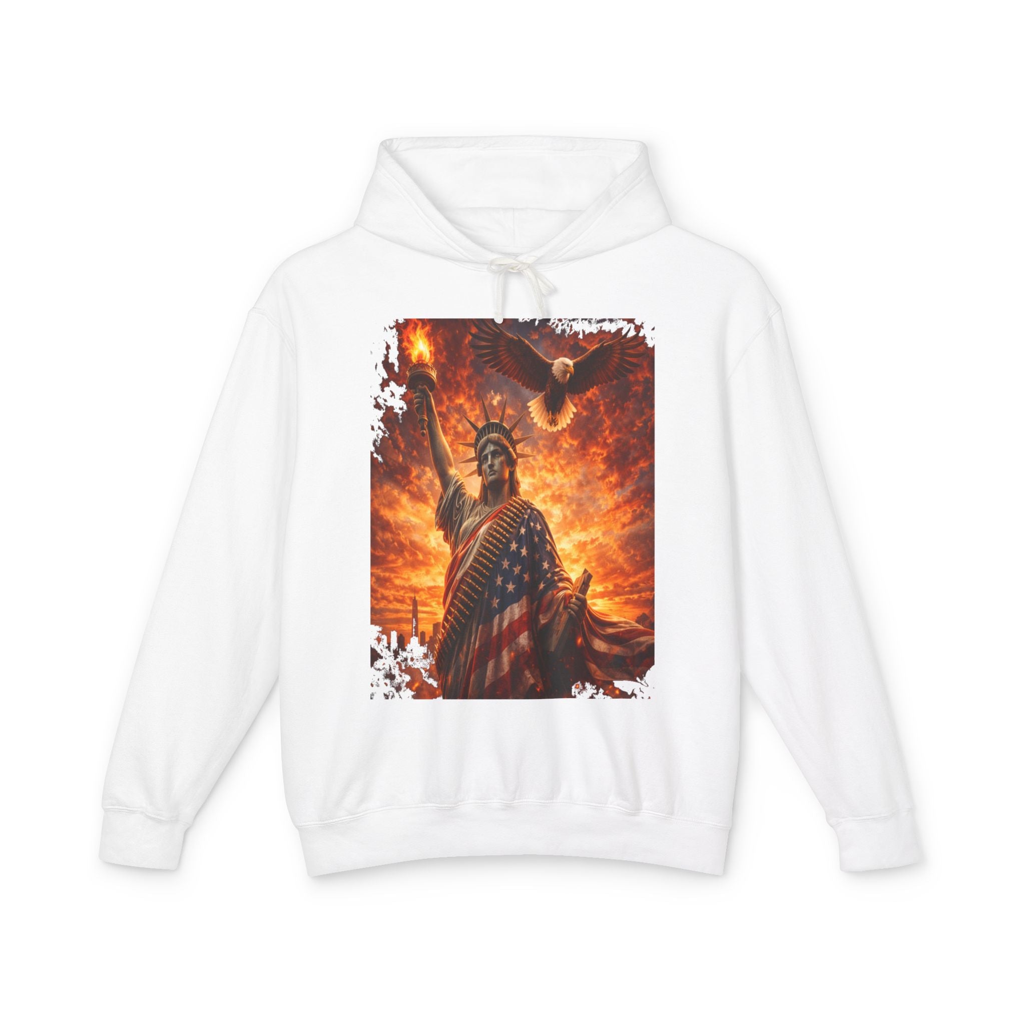 Statue of Liberty American Flag Hoodie — Patriotic Liberty Eagle Sweatshirt