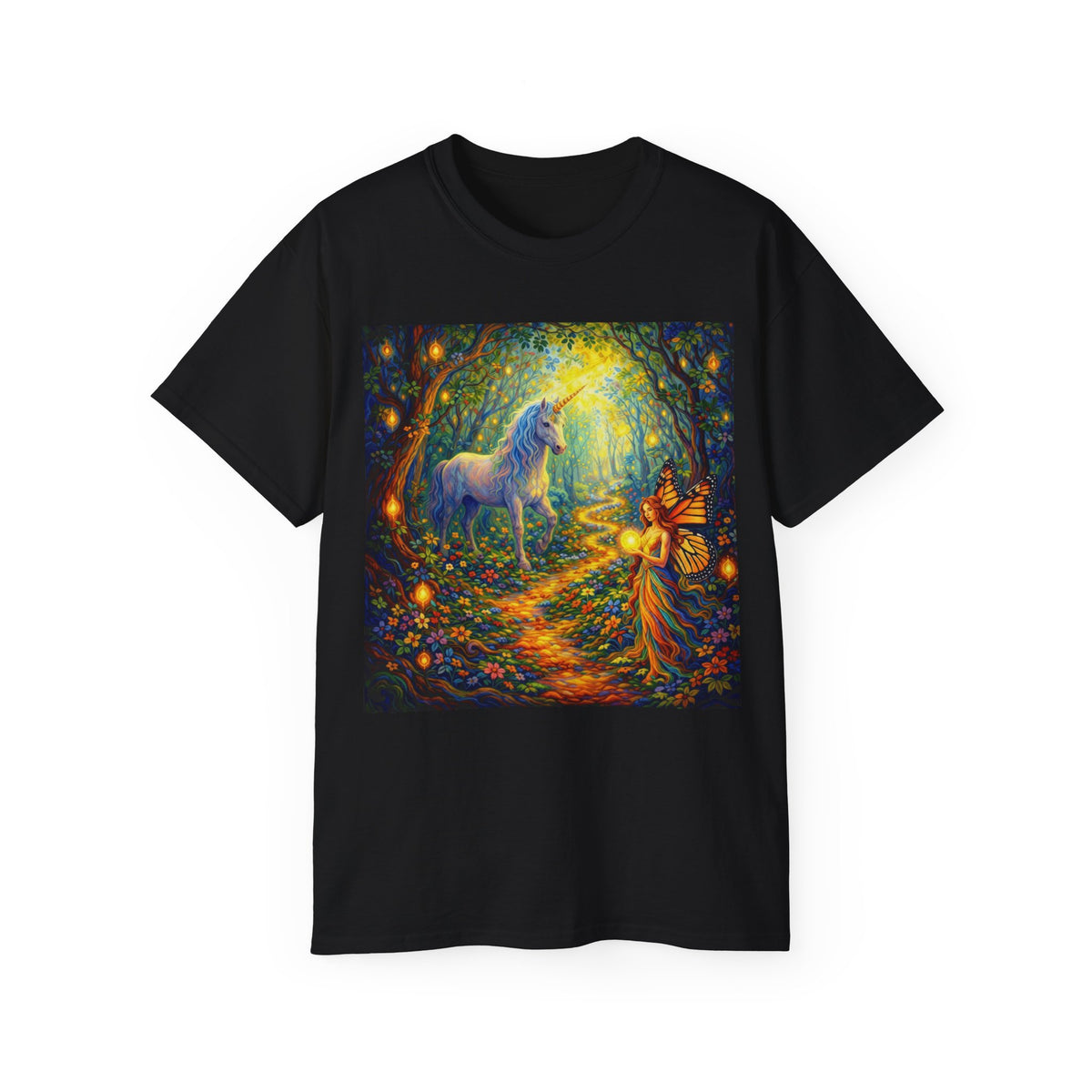 Unicorn Forest Cottin Tee — Magical Fairy & Unicorn Woodland Graphic T-Shirt