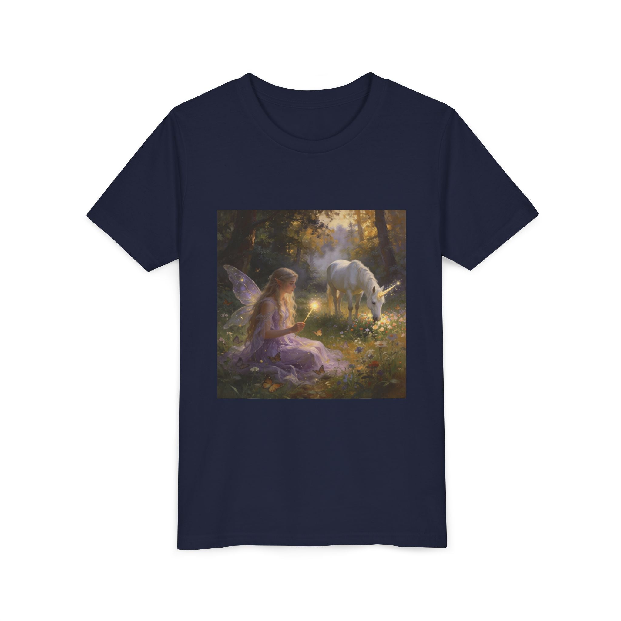 Youth Tee — Fairy and Unicorn Enchanted Forest Design