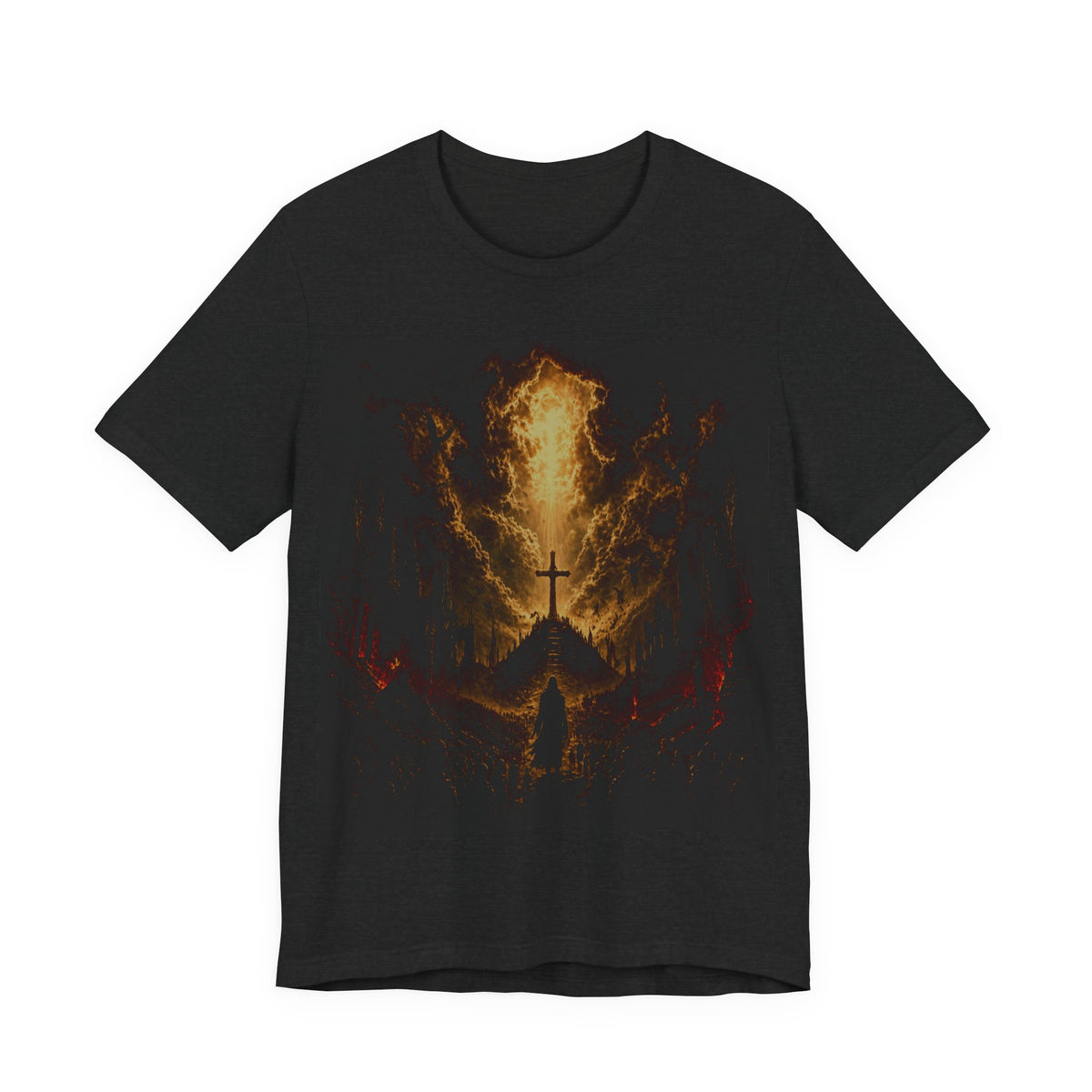 Fiery Cross Mountain Tee — Christian Faith Graphic T‑Shirt