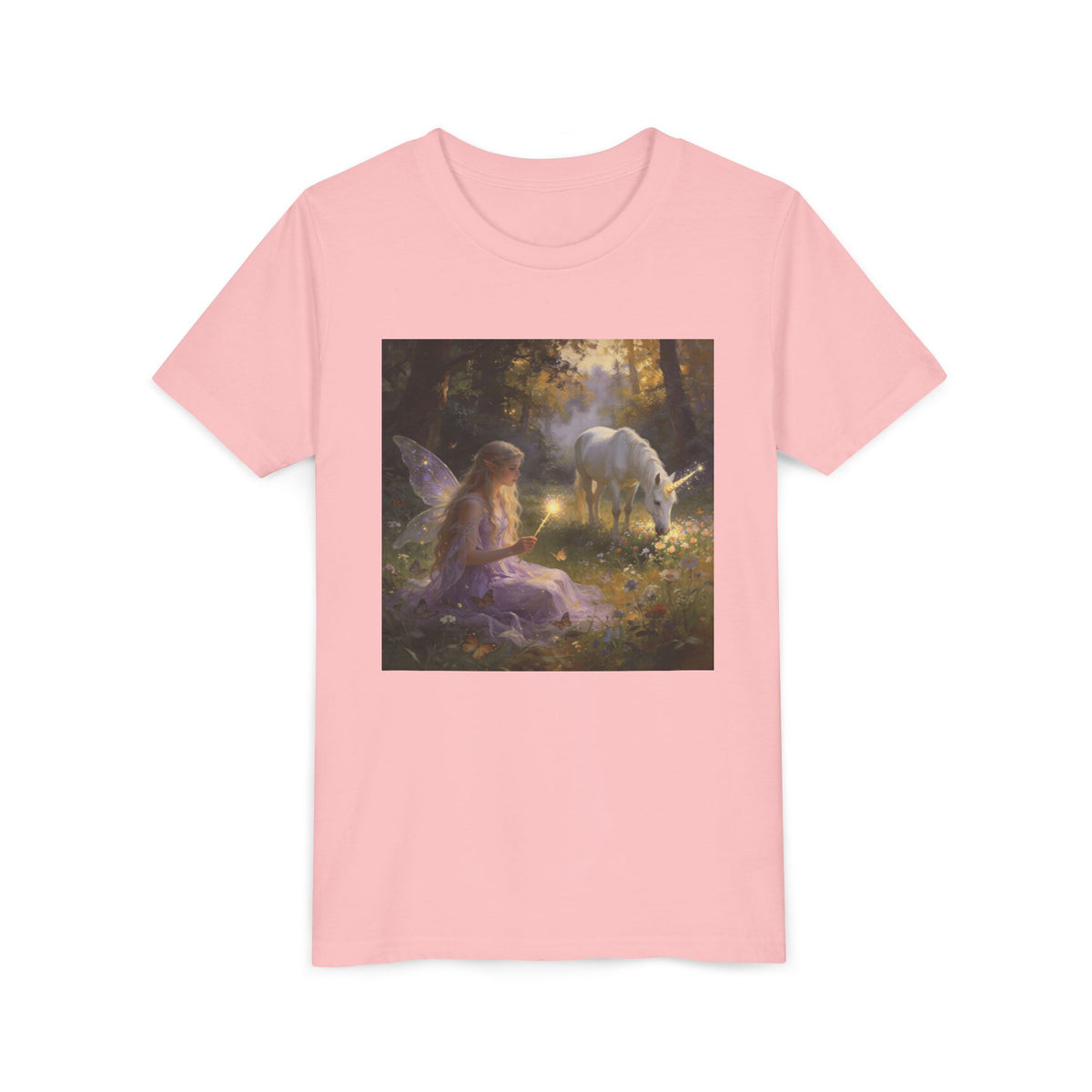Youth Tee — Fairy and Unicorn Enchanted Forest Design