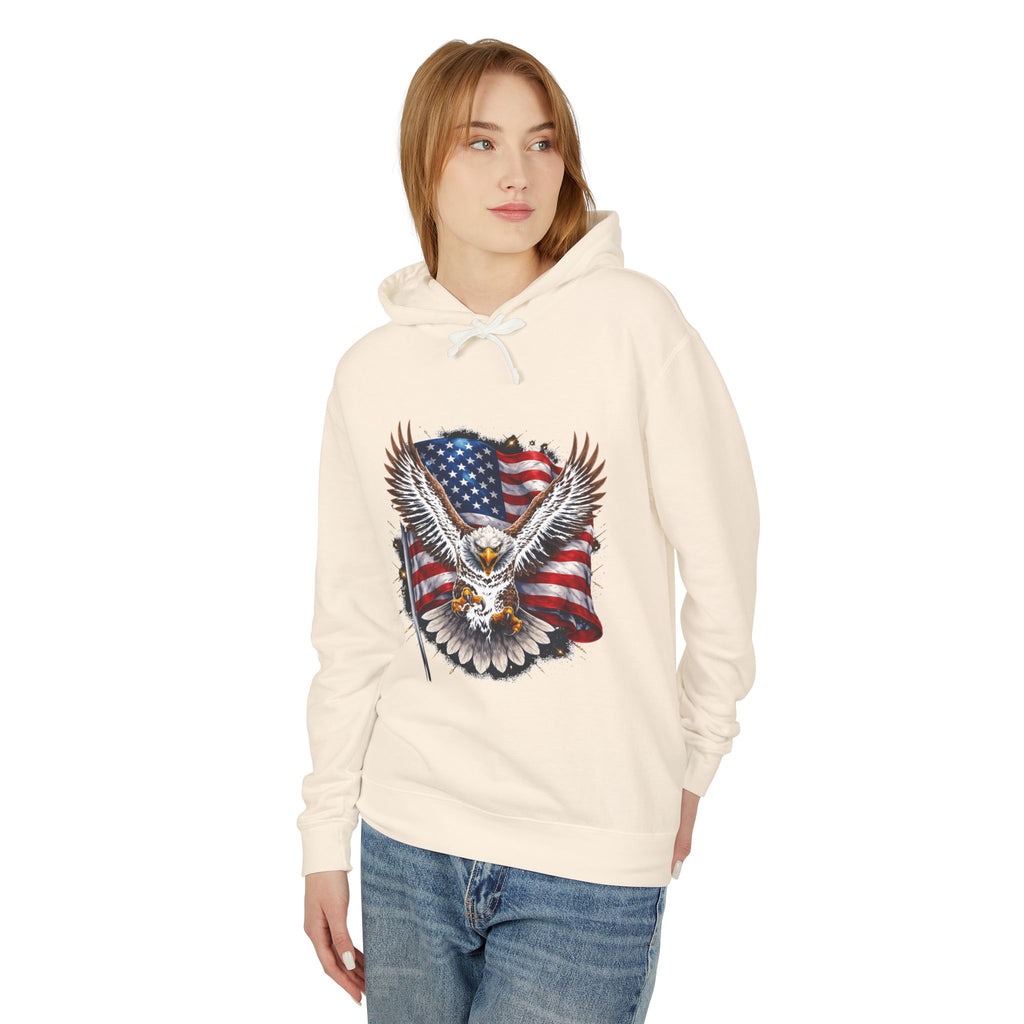 American Eagle Hoodie — Patriotic Bald Eagle with USA Flag Graphic