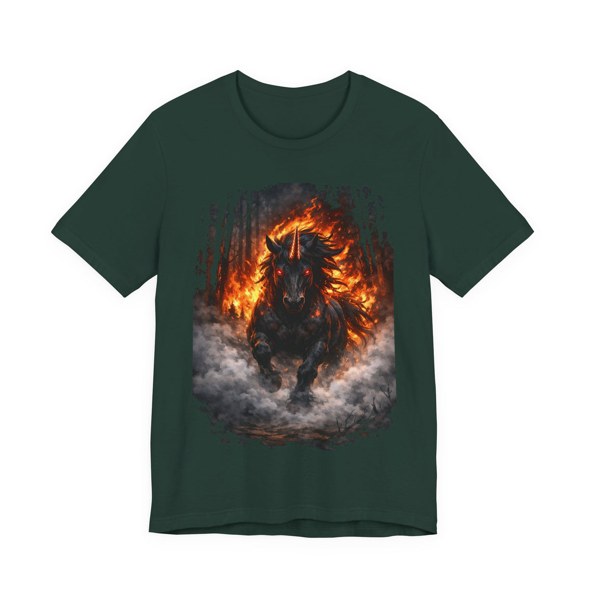 Fiery Stallion Graphic Tee — Burning Horse Fantasy T-Shirt
