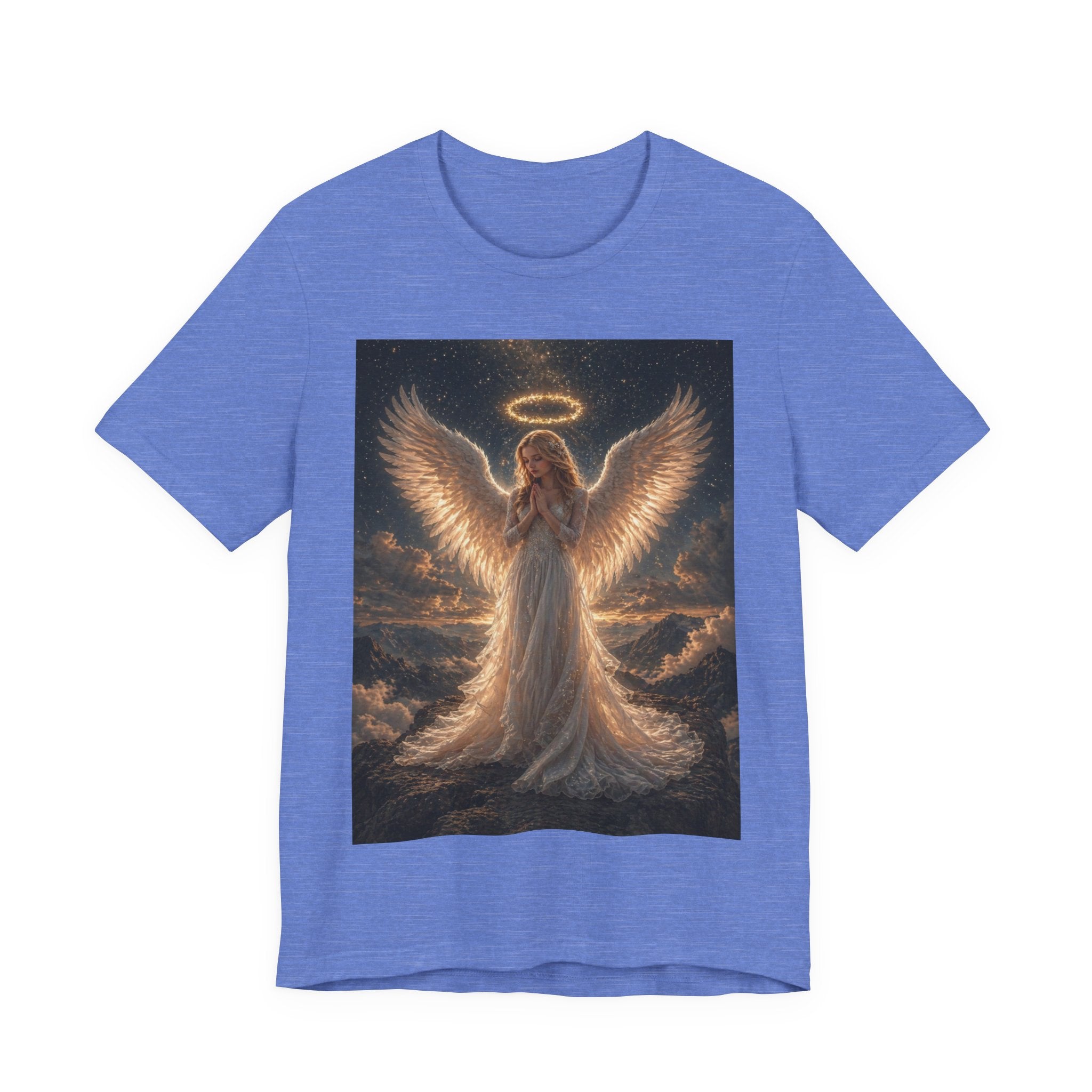 Angel Wings Graphic Tee — Glowing Halo Spiritual T-Shirt