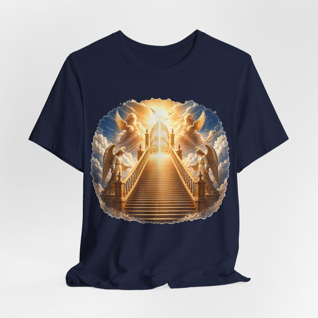 Heavenly Golden Stairway T‑Shirt — Angelic Gates Spiritual Tee