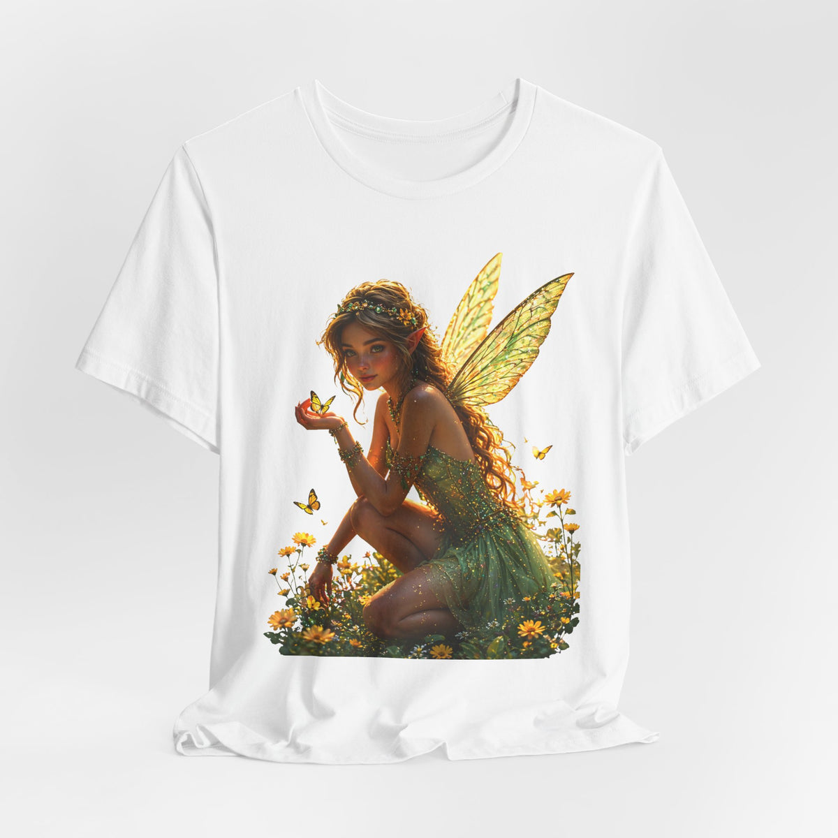 Fairy Garden T‑Shirt — Whimsical Sunlit Fairy Illustration Tee