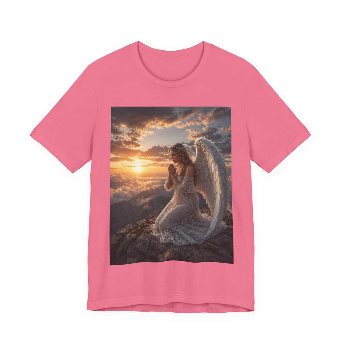 Angel Prayer T‑Shirt — Serene Winged Angel Sunset Tee