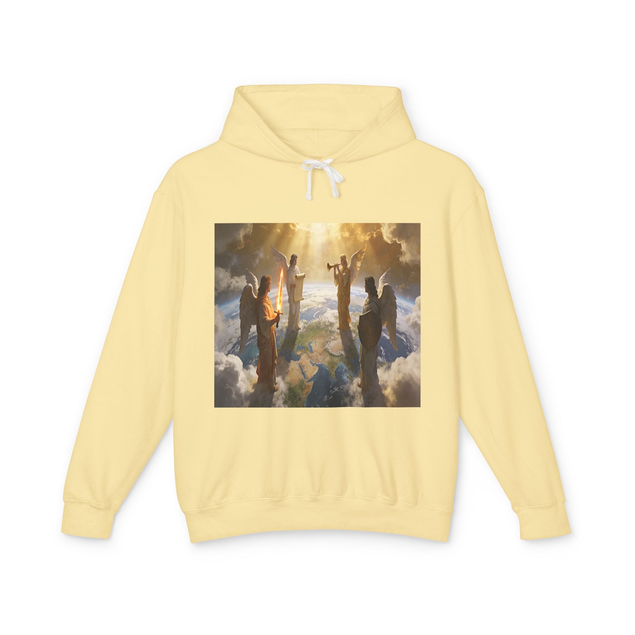 The Seven Trumpets-Angel Choir Hoodie — Heavenly Light Spiritual Graphic Pullover