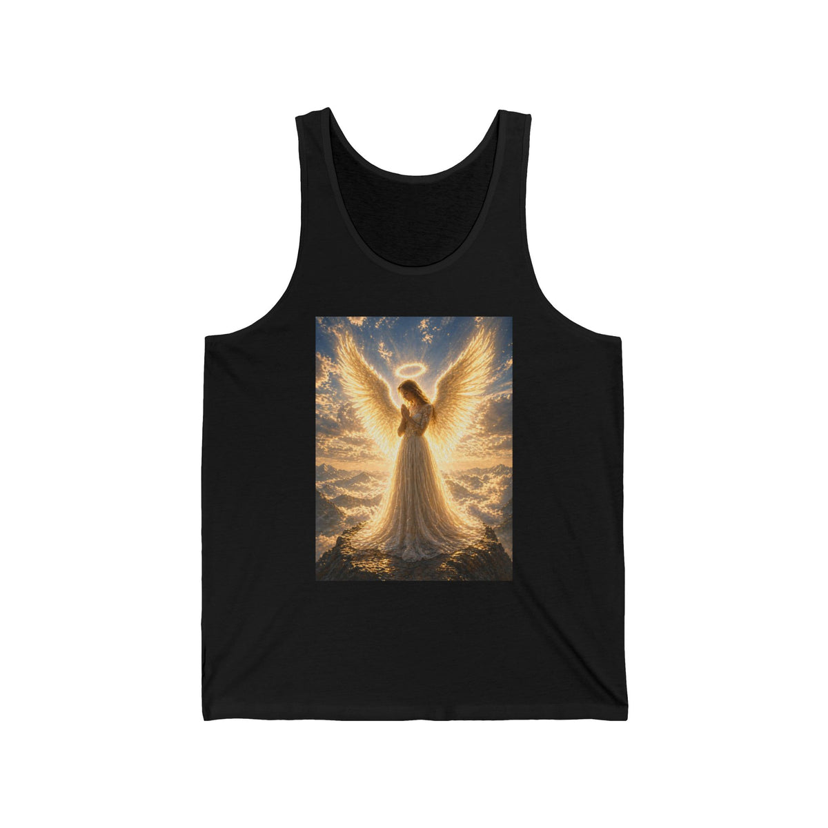 Angel Wings Tank Top — Golden Radiant Angel Graphic Tank