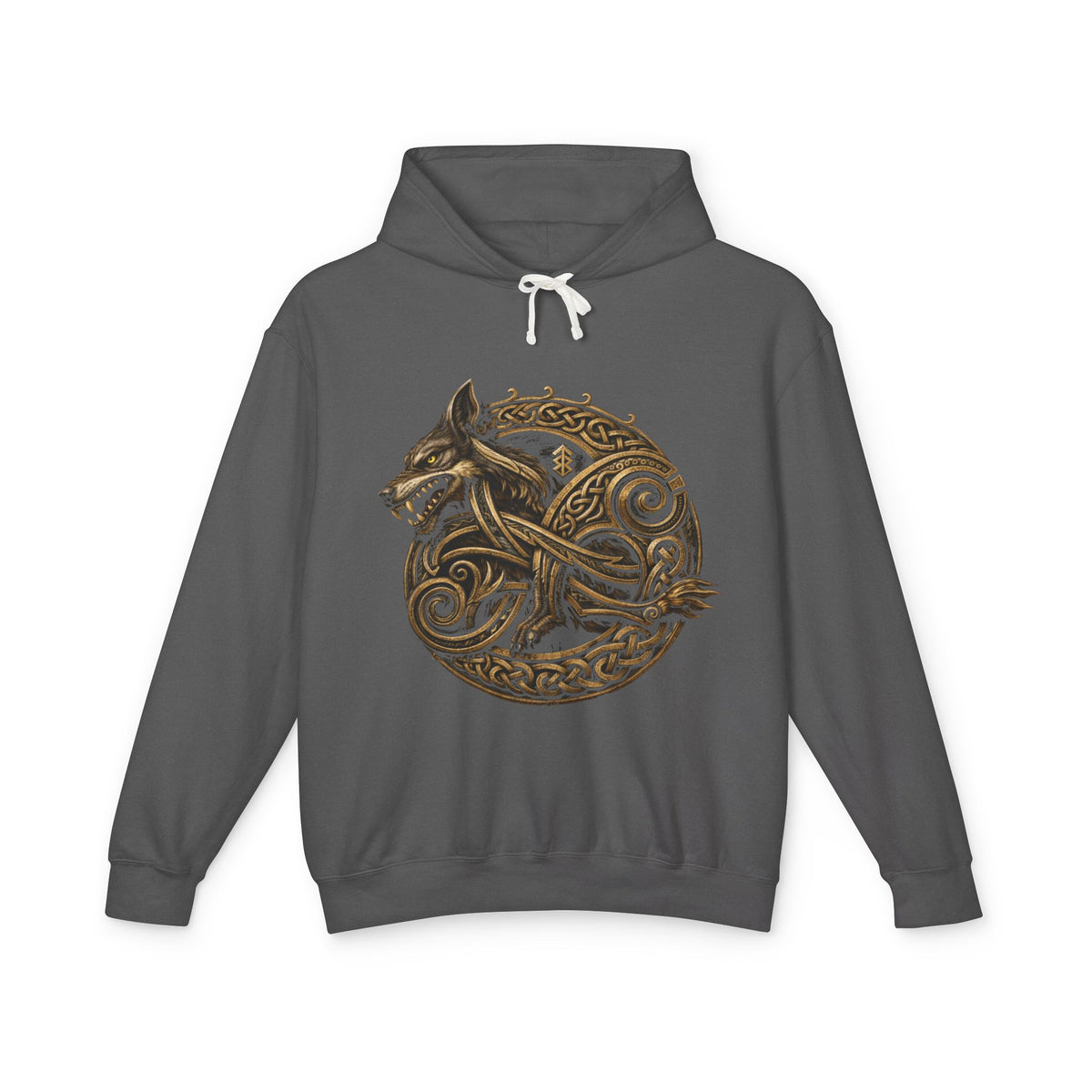 Viking Wolf Circle Hoodie — Norse Celtic Rune Graphic Sweatshirt