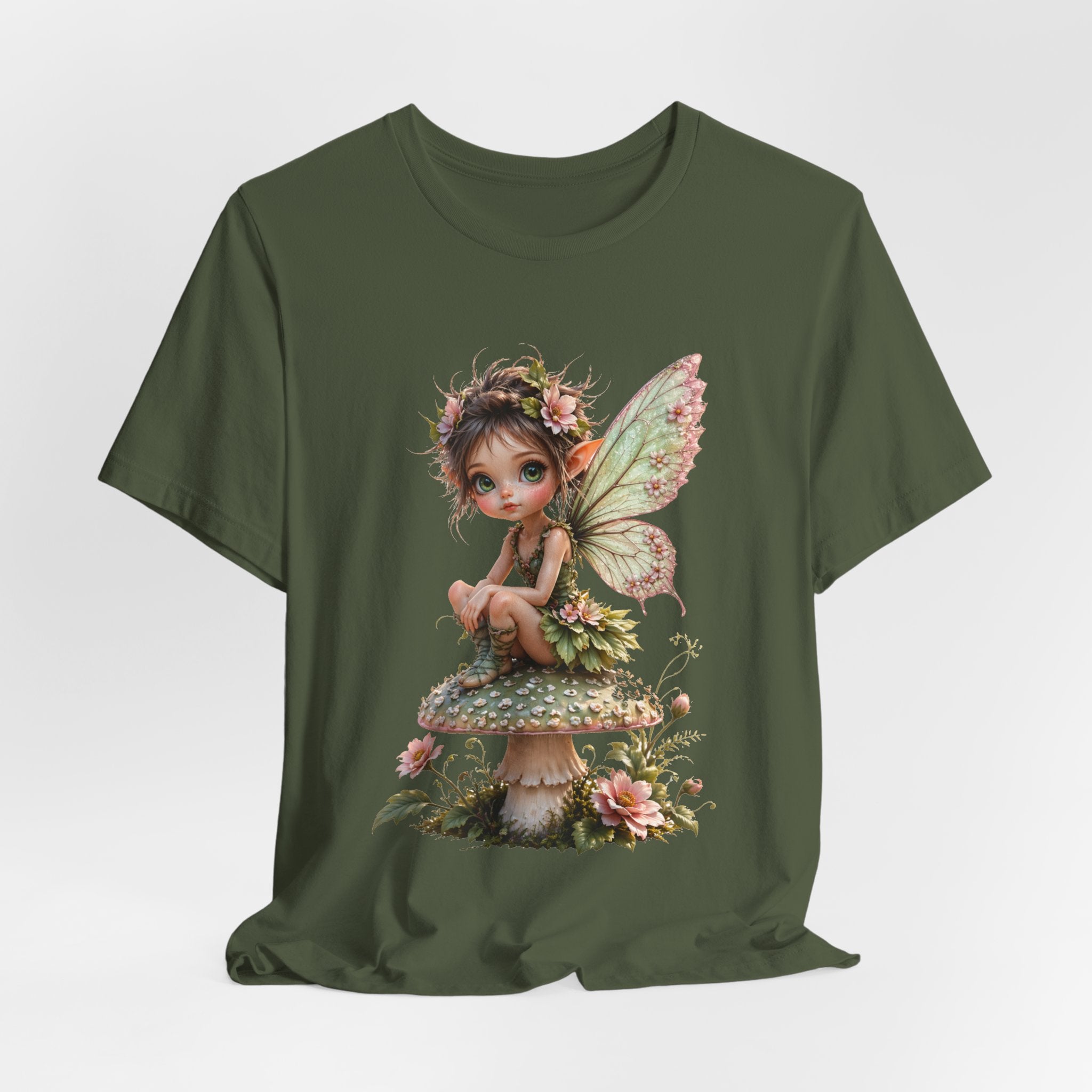 Fairy Mushroom Tee — Cute Woodland Fairy Sitting on Toadstool Graphic T-Shirt