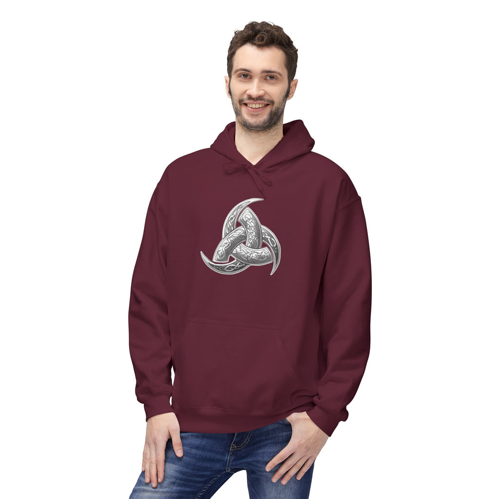 Viking Triple Horns Hoodie — Norse Valknut Knot Graphic Pullover