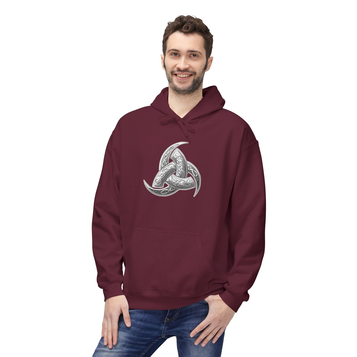 Viking Triple Horns Hoodie — Norse Valknut Knot Graphic Pullover