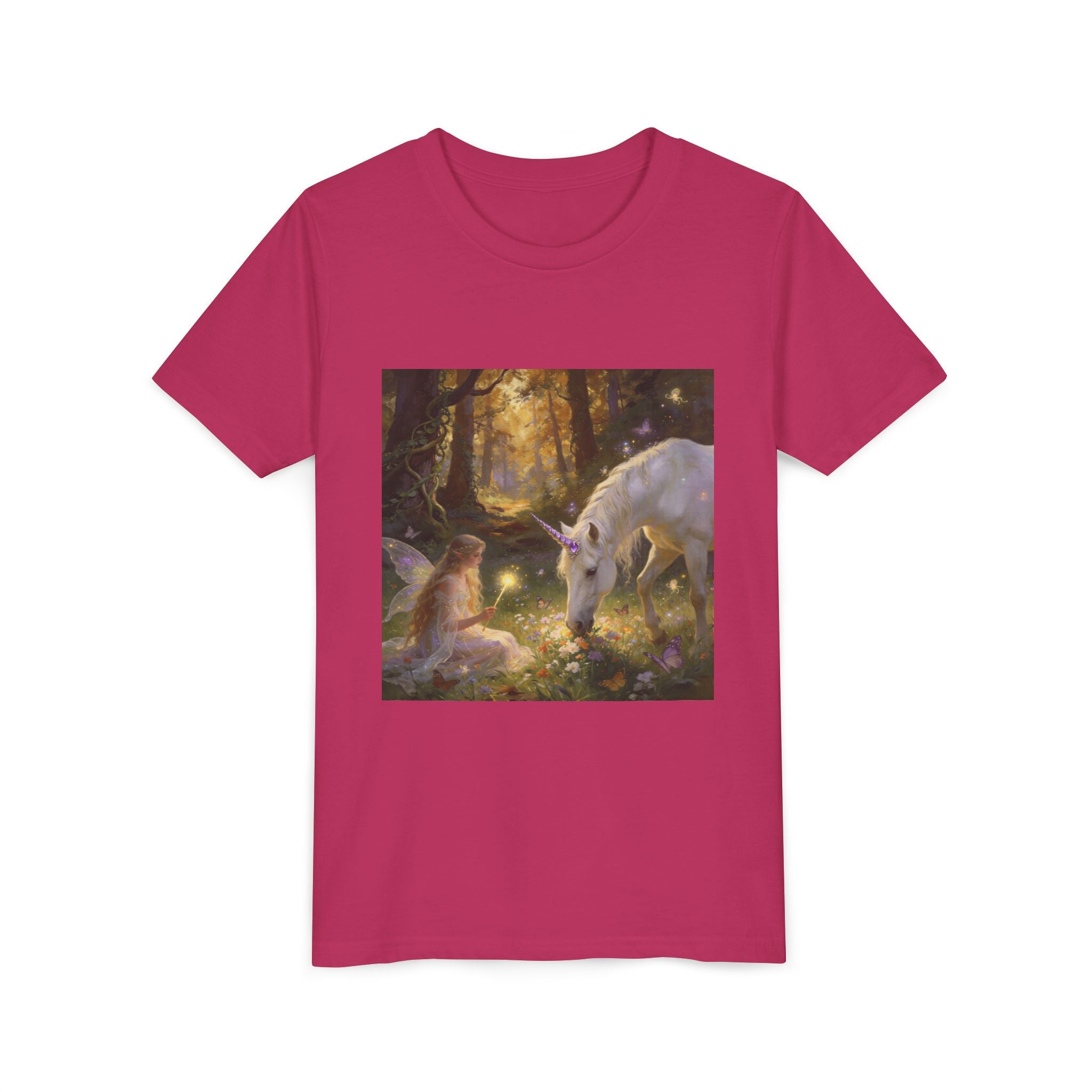 Youth Tee — Enchanted Forest Unicorn & Fairy Graphic