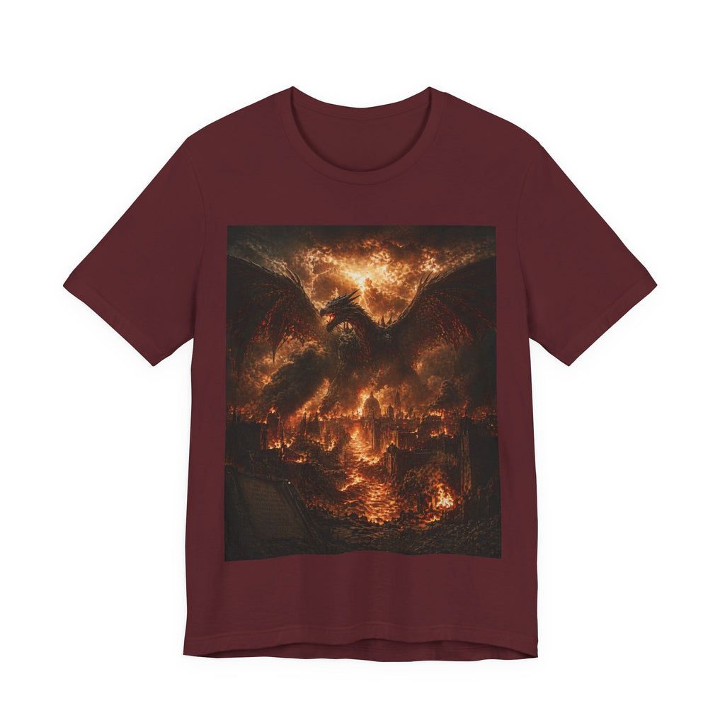 Demonic Dragon Fire End of times Tee — Dark Graphic Shirt of the final battel betten Satan and Miichael the arch angel
