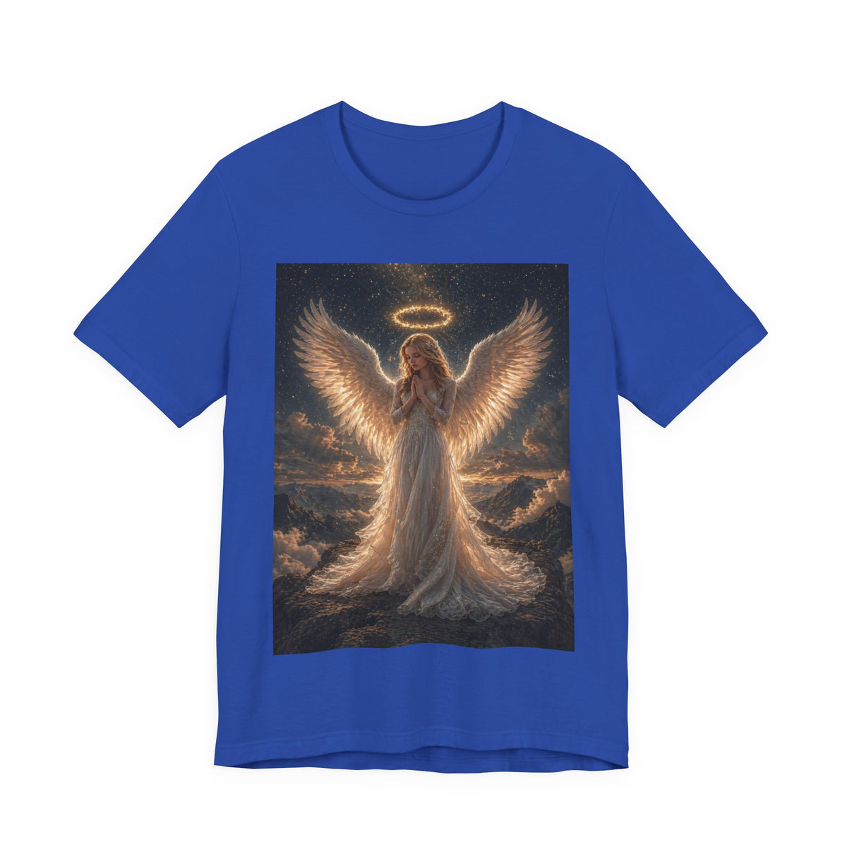 Angel Wings Graphic Tee — Glowing Halo Spiritual T-Shirt