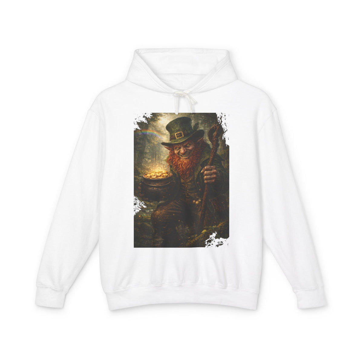 St. Patrick’s Day Leprechaun Hoodie — Vintage Pot of Gold Illustration