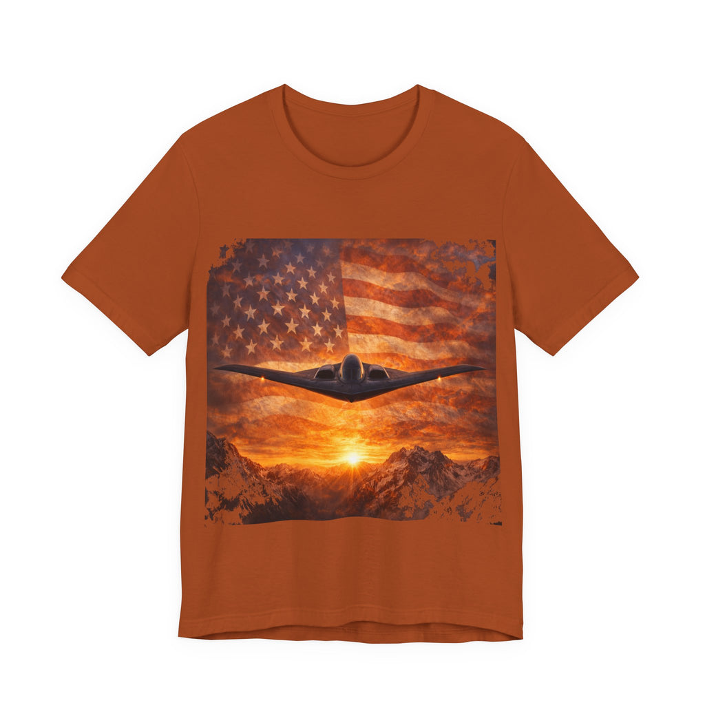 American Flag Bomber Plane T-Shirt — Patriotic Military Aviation Tee
