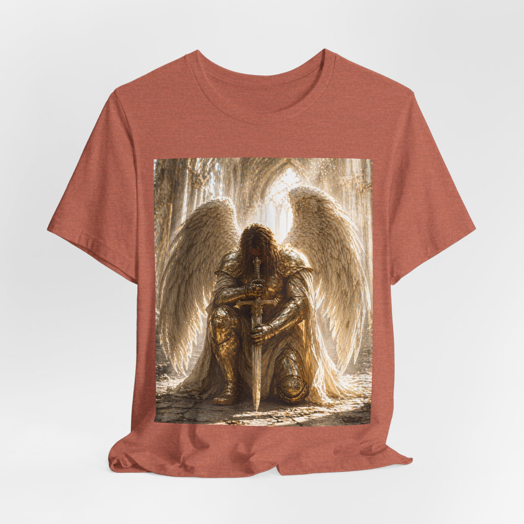 Guardian Angel Graphic Tee — Praying Winged Warrior T-Shirt