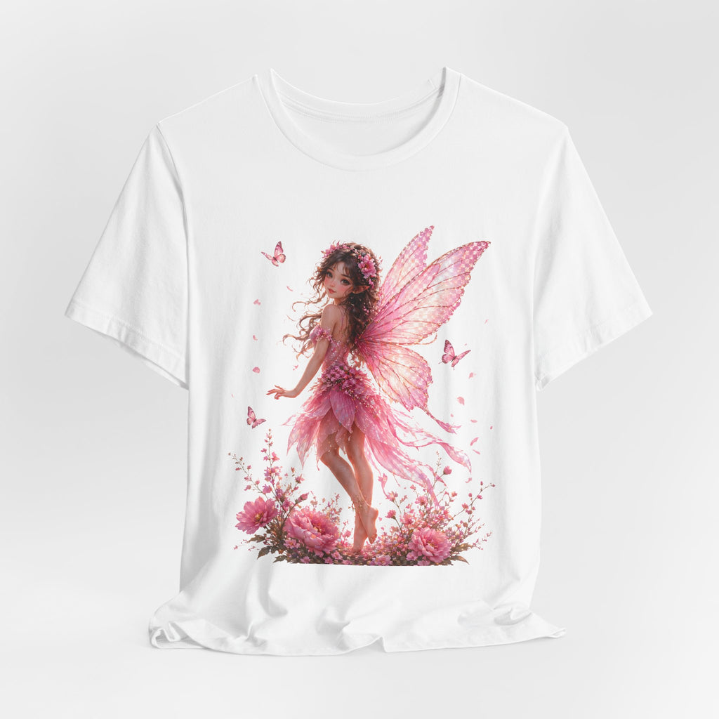 Fairy Wings T‑Shirt — Pink Floral Fantasy Fairy Tee for Women & Girls