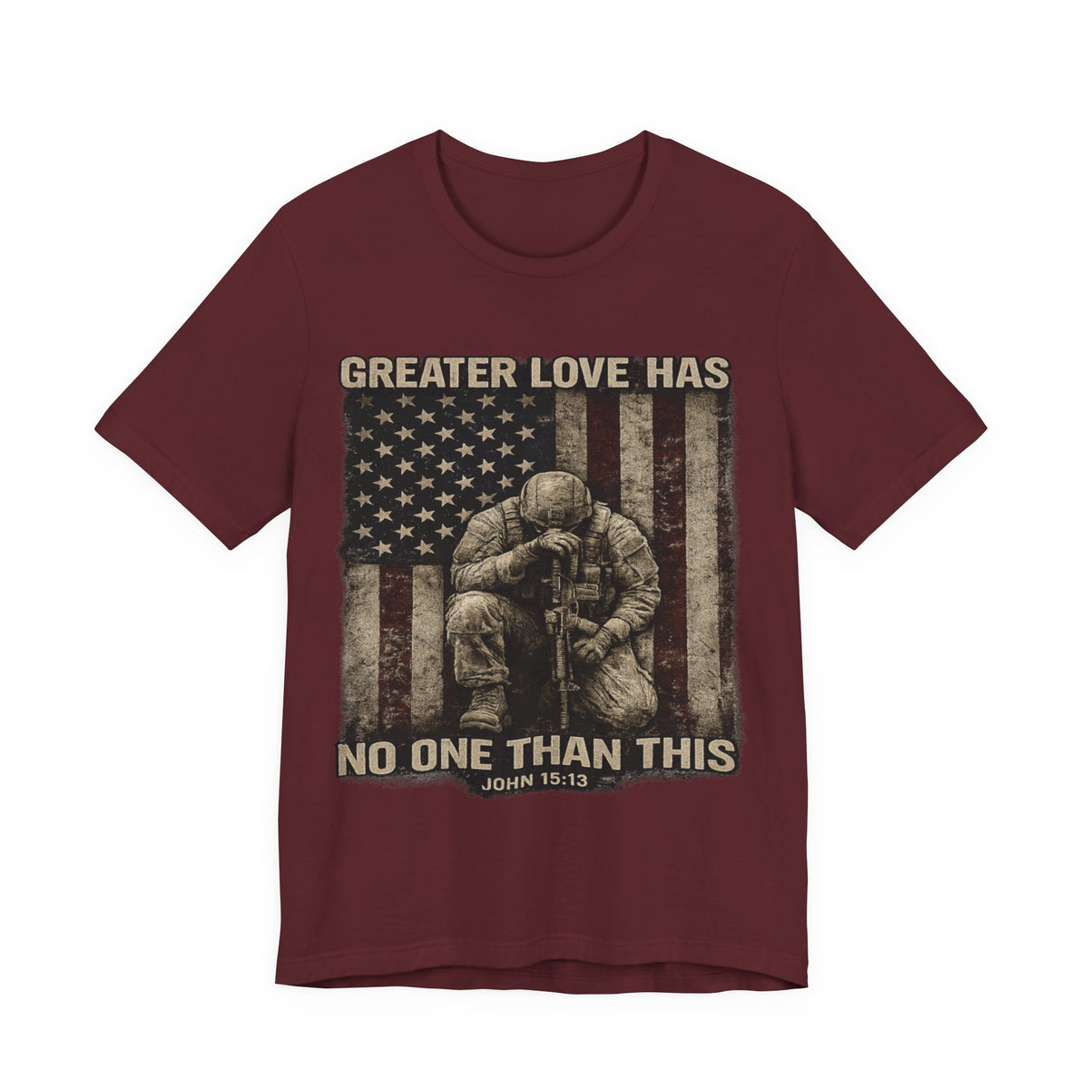 Military Tribute T-Shirt — "Greater Love Has No One Than This" Patriotic Veteran Tee