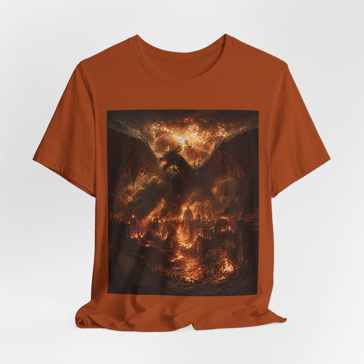 Demonic Dragon Fire End of times Tee — Dark Graphic Shirt of the final battel betten Satan and Miichael the arch angel